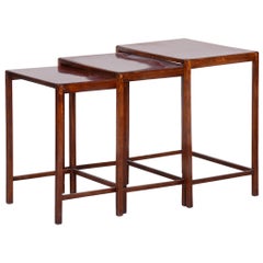 Original Condition Brown Nest Tables Made in the 1930s by Halabala, Czech