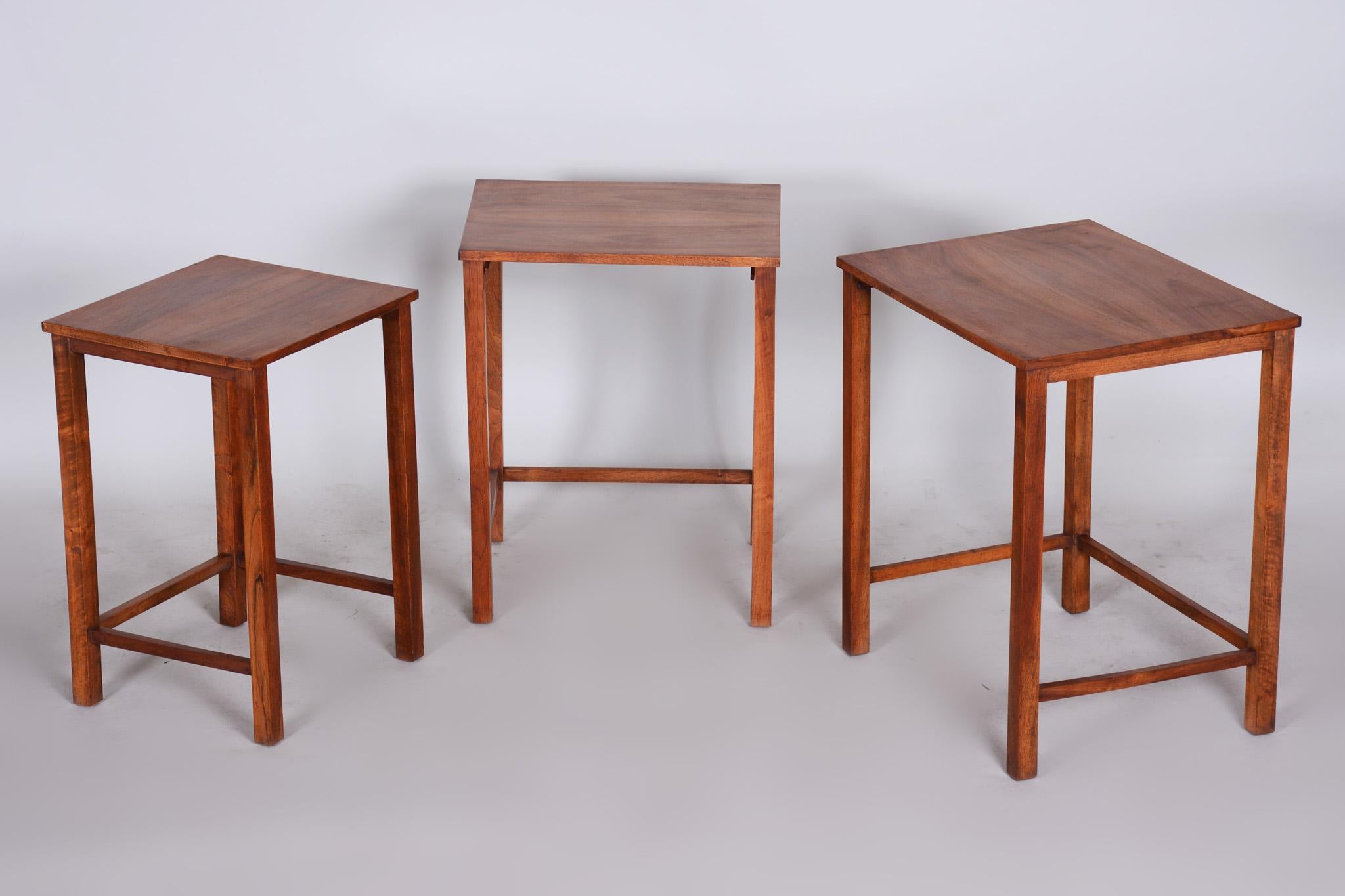 Original Condition Brown Nest Tables Made in the 1930s, Czech For Sale 4
