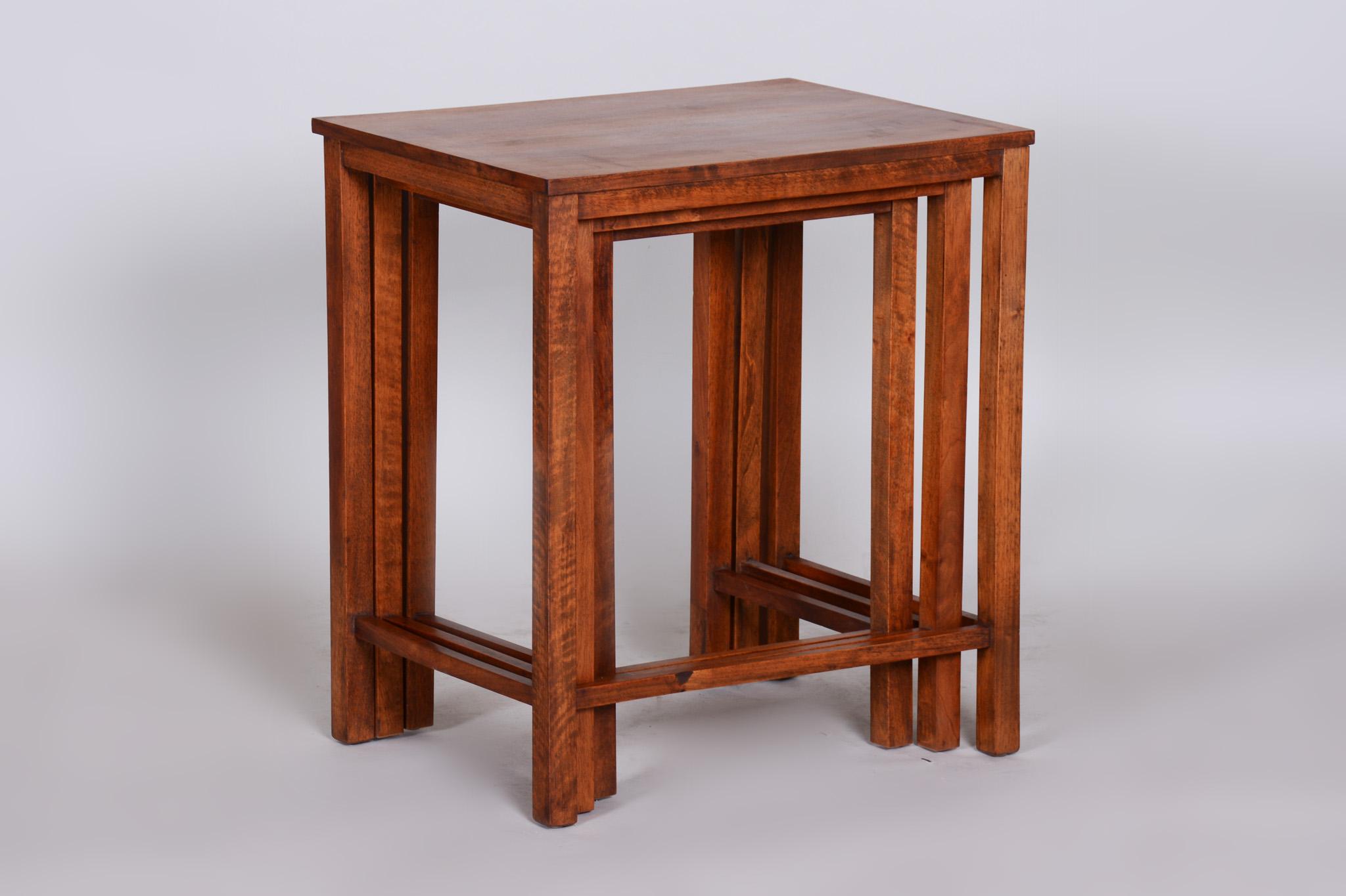 Original Condition Brown Nest Tables Made in the 1930s, Czech For Sale 5