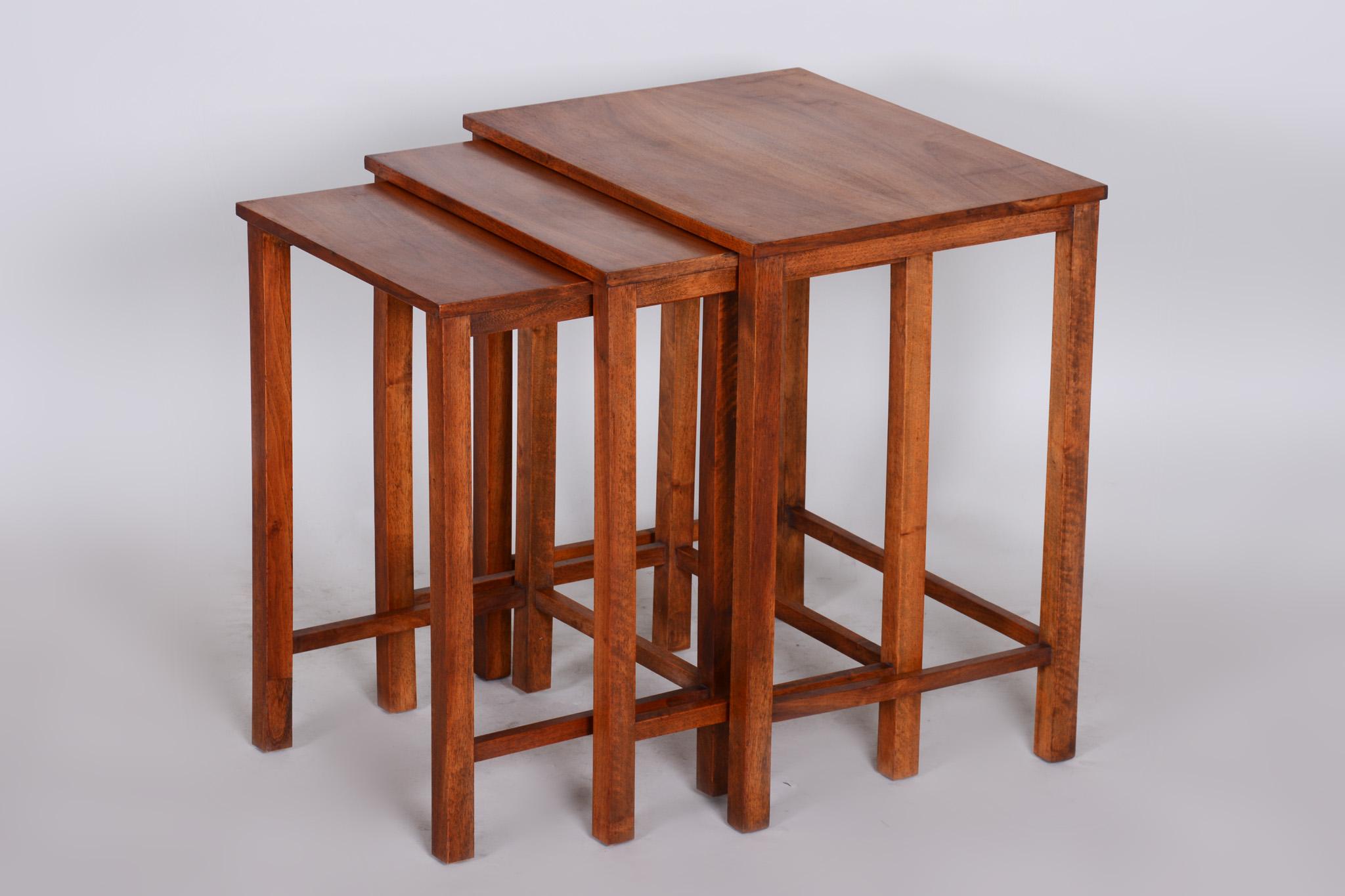 Original Condition Brown Nest Tables Made in the 1930s, Czech For Sale 1
