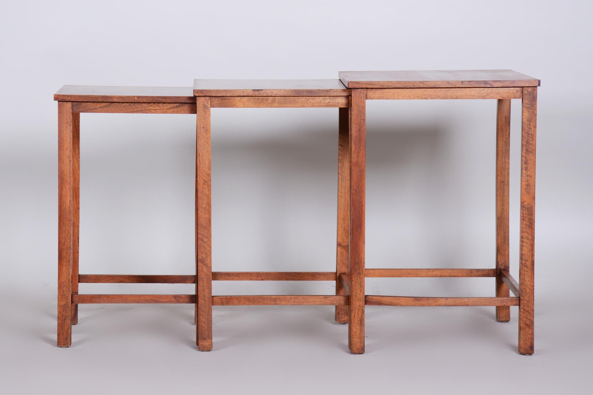 Original Condition Brown Nest Tables Made in the 1930s, Czech For Sale 2