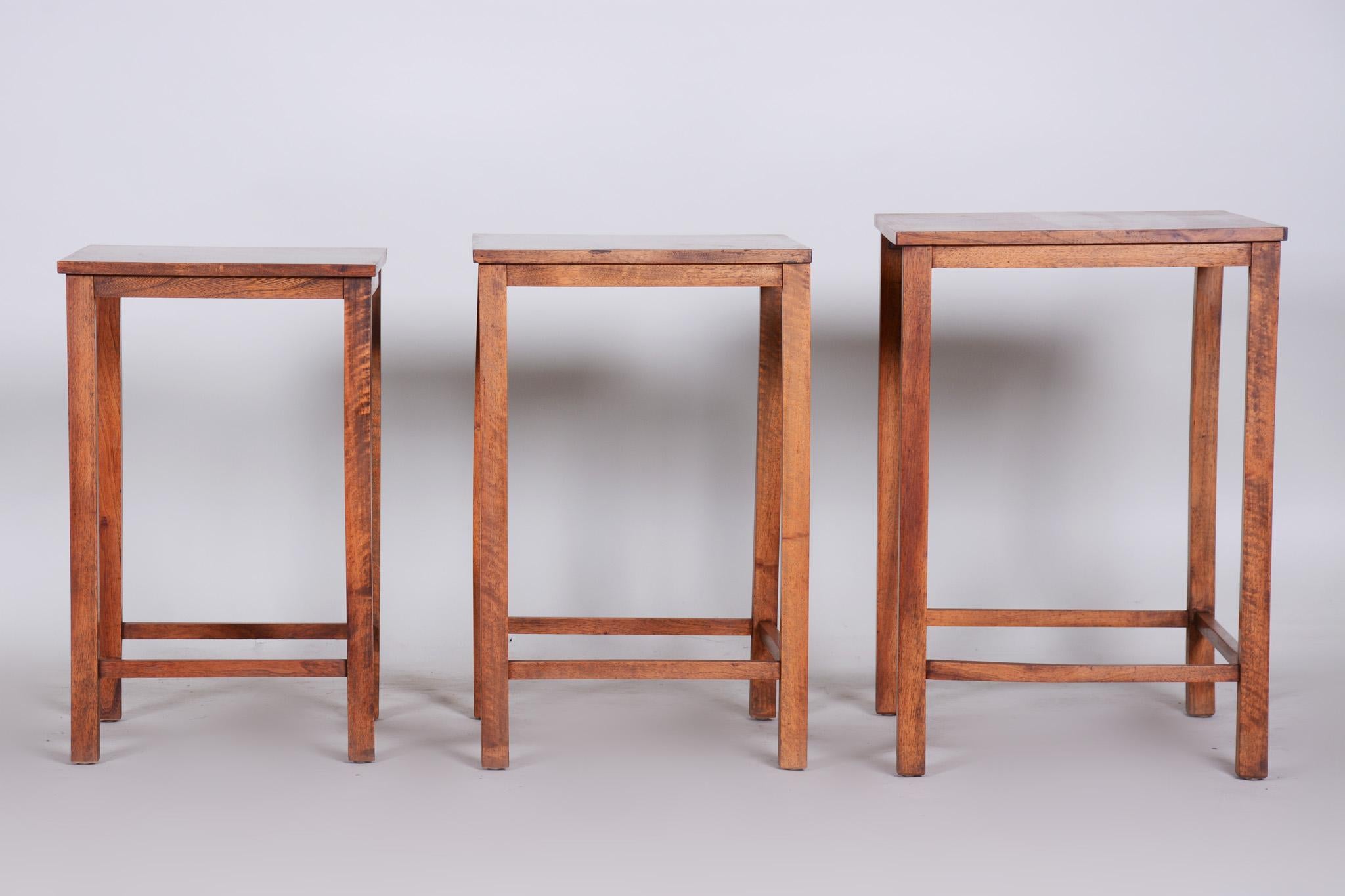 Original Condition Brown Nest Tables Made in the 1930s, Czech For Sale 3