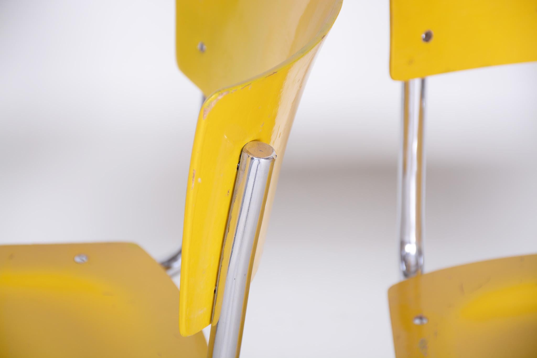 20th Century Original Condition Czech Bauhaus Yellow Pair of Chairs by Mart Stam, 1930s