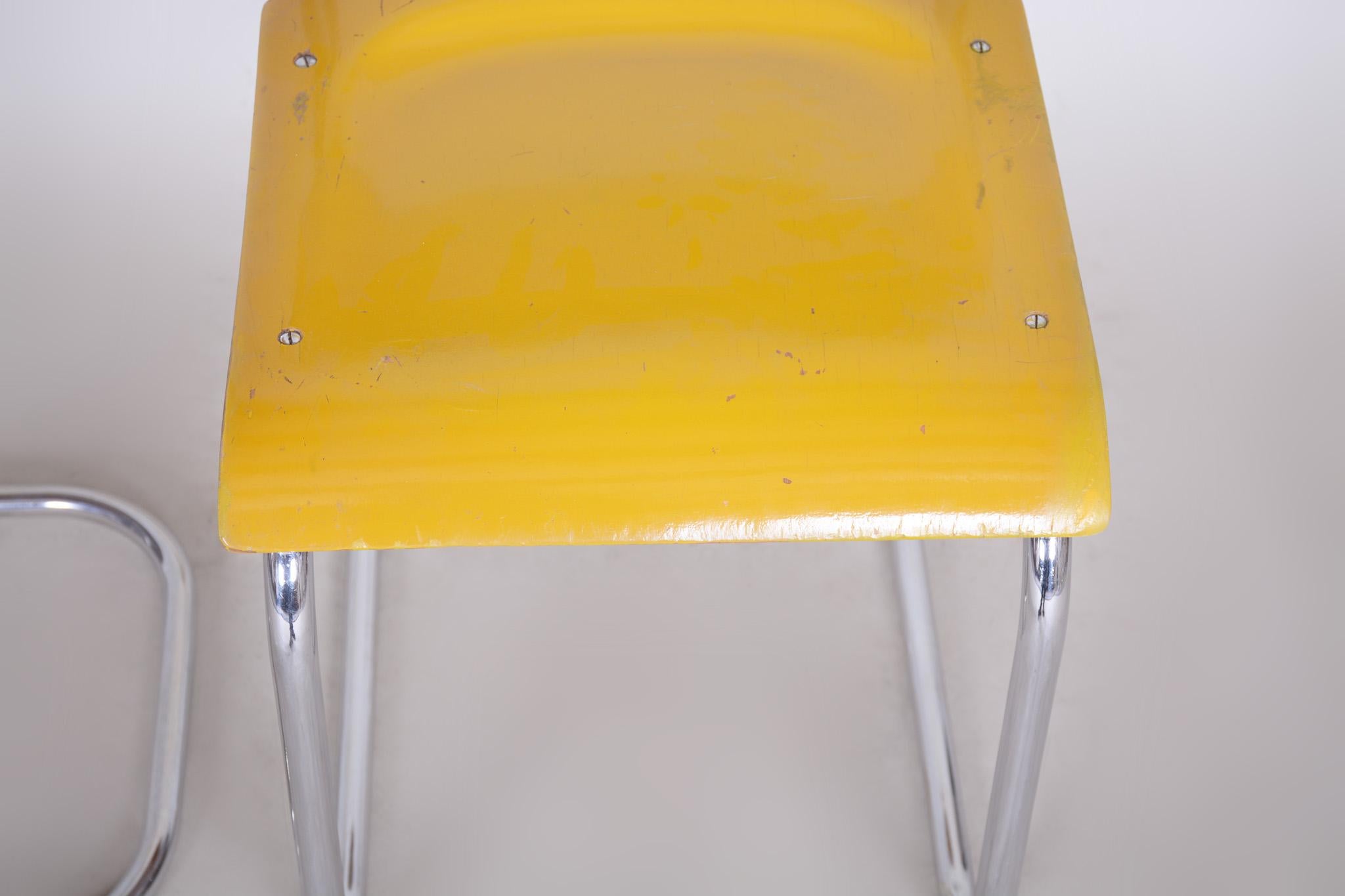Original Condition Czech Bauhaus Yellow Pair of Chairs by Mart Stam, 1930s 1