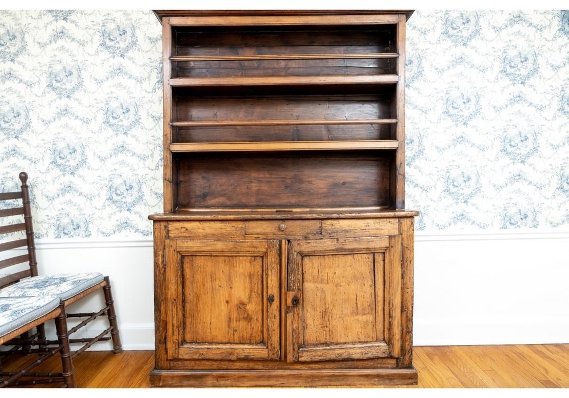 Original Condition Primitive Antique American Step Back Hutch 10