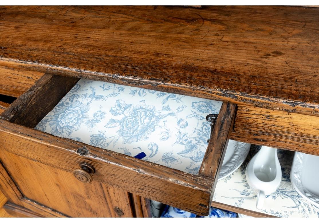 19th Century Original Condition Primitive Antique American Step Back Hutch