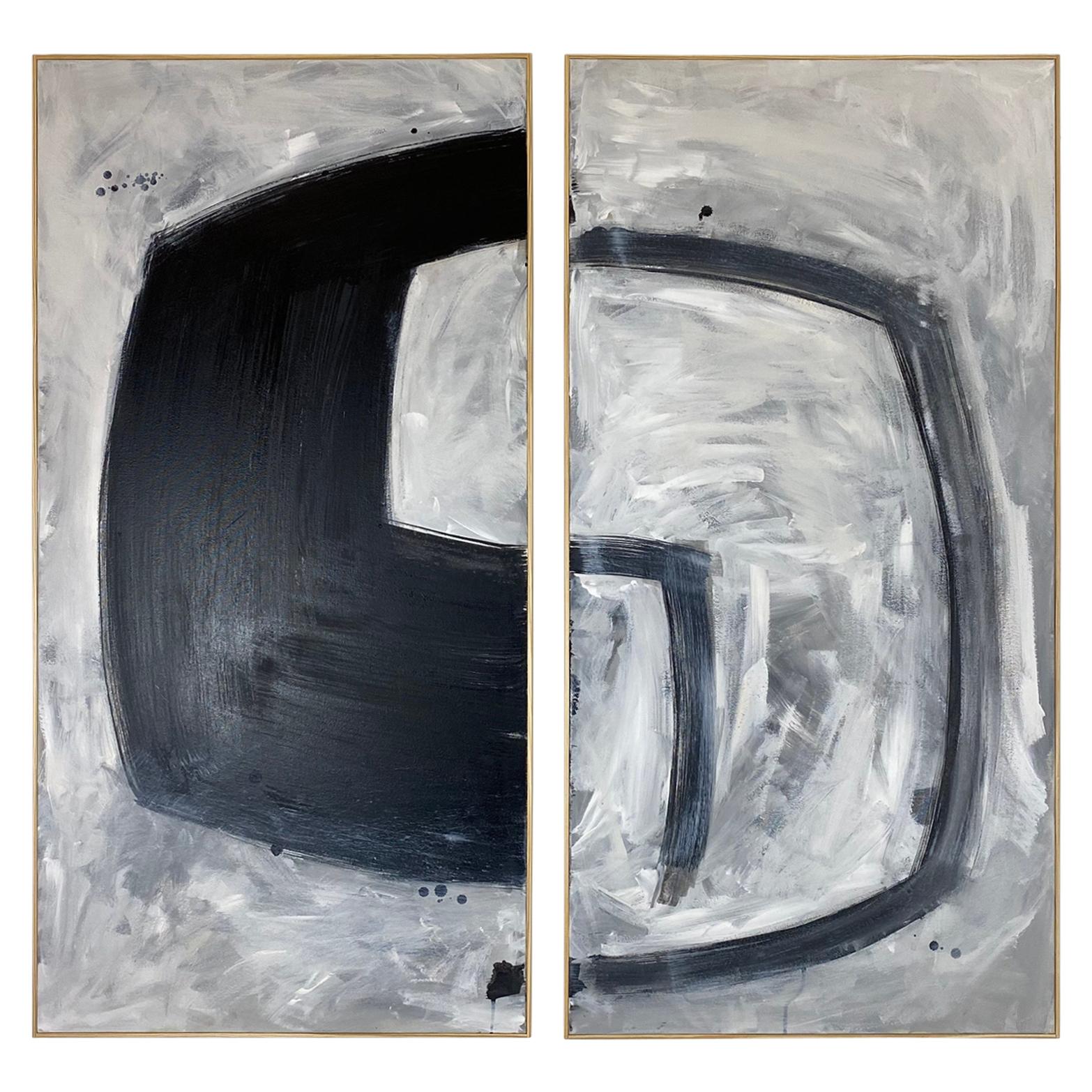 Original Contemporary Abstract Painting on Canvas, Diptych by Evan Bush