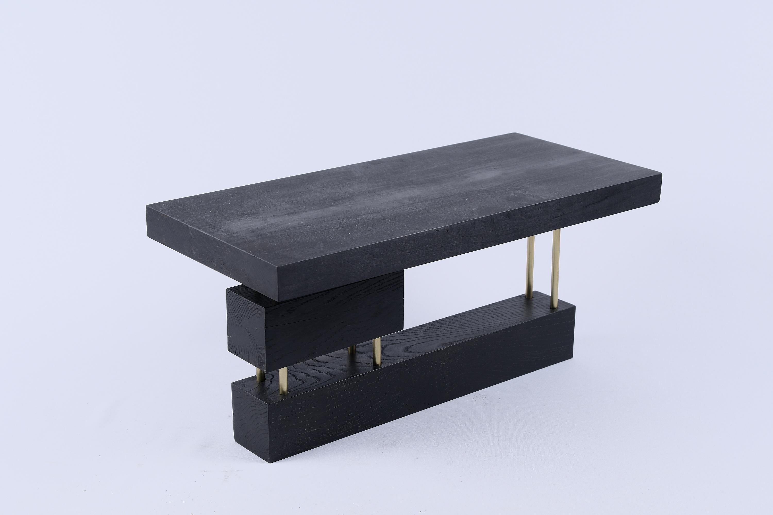 Design contemporain original, Oak/OAK avec laiton, table d'appoint unique, Logniture en vente 1