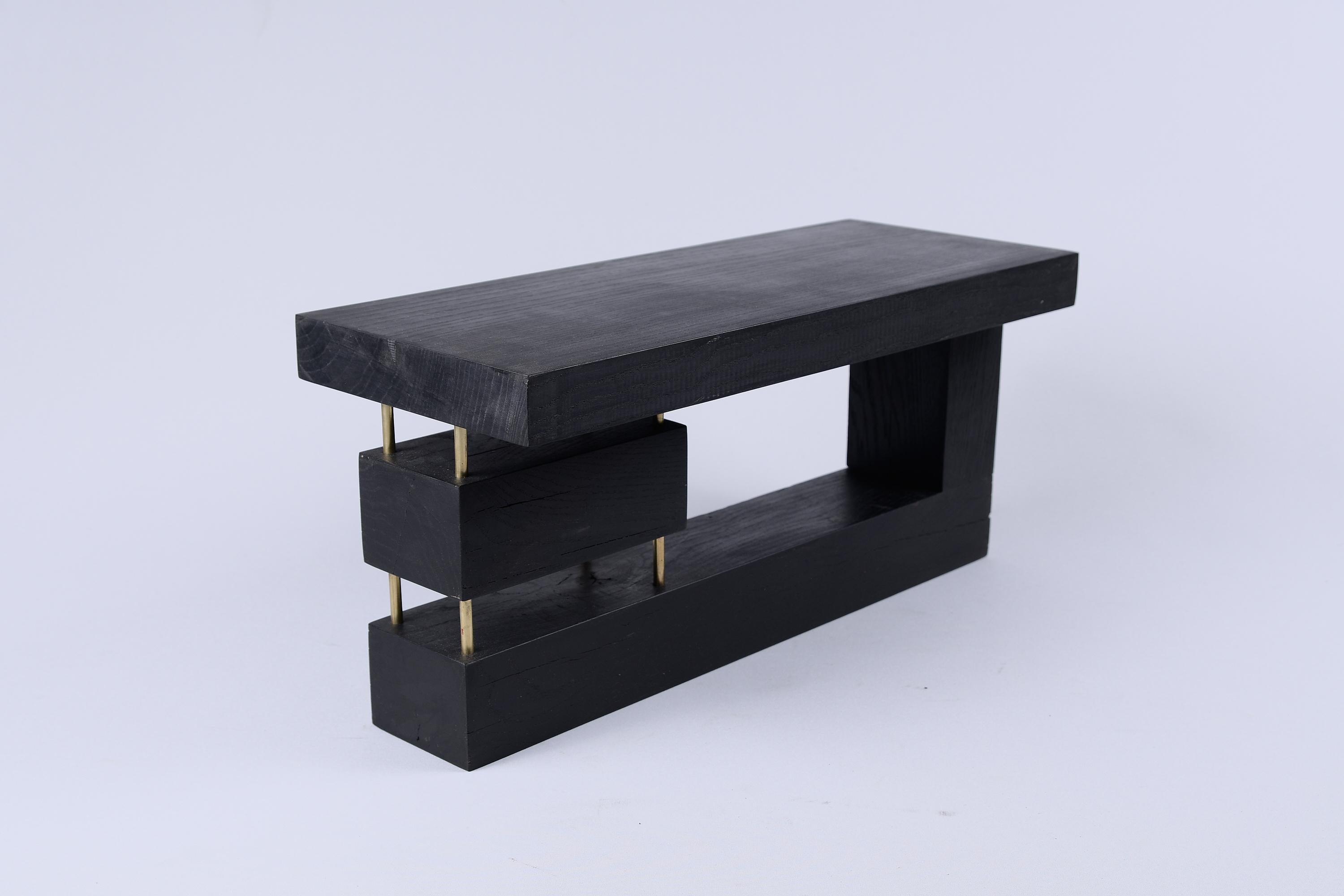 Design contemporain original, Oak/OAK avec laiton, table d'appoint unique, Logniture en vente 2