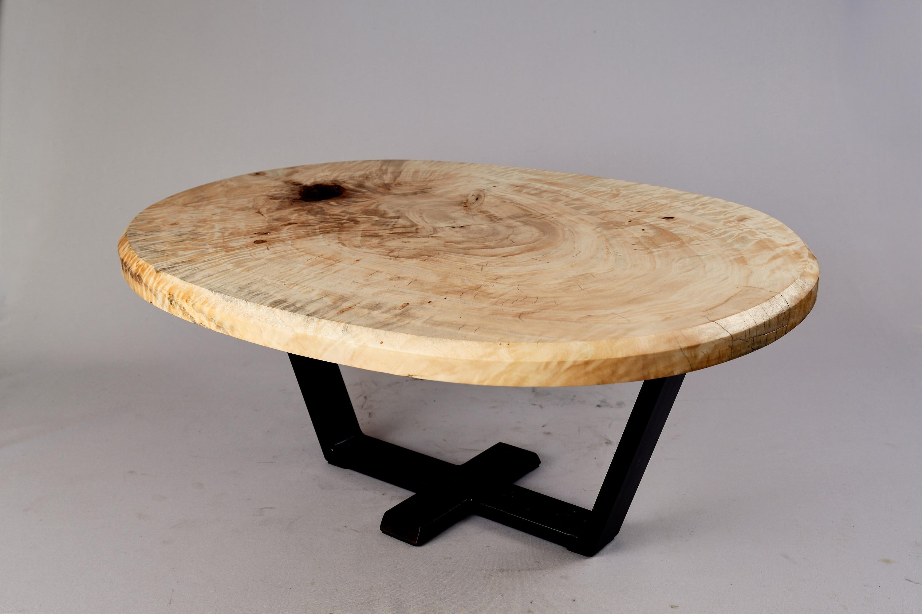 Original Contemporary Design, Burnt Oak with Steel, Unique Side Table, Logniture For Sale 5