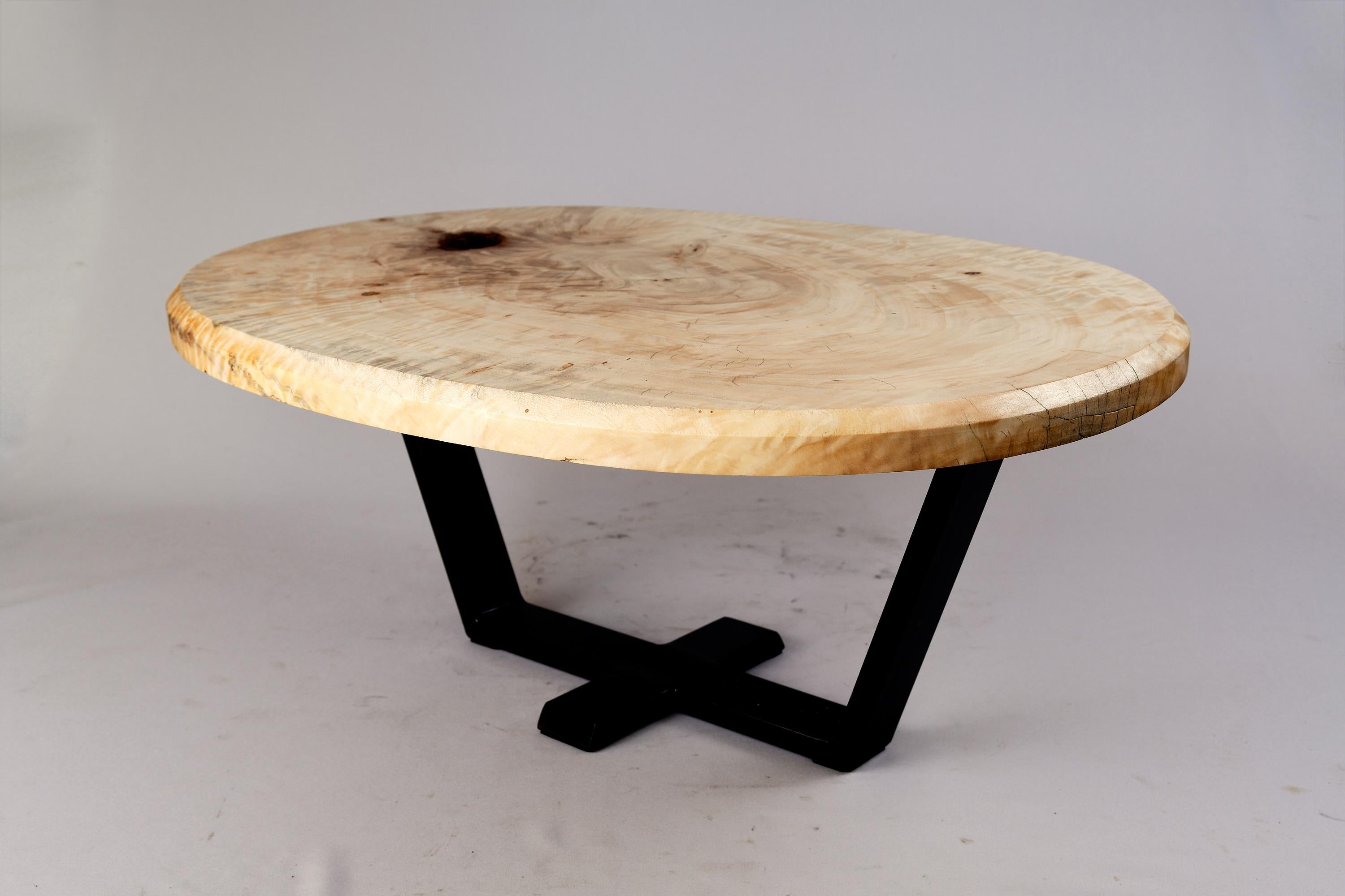 Original Contemporary Design, Burnt Oak with Steel, Unique Side Table, Logniture For Sale 6