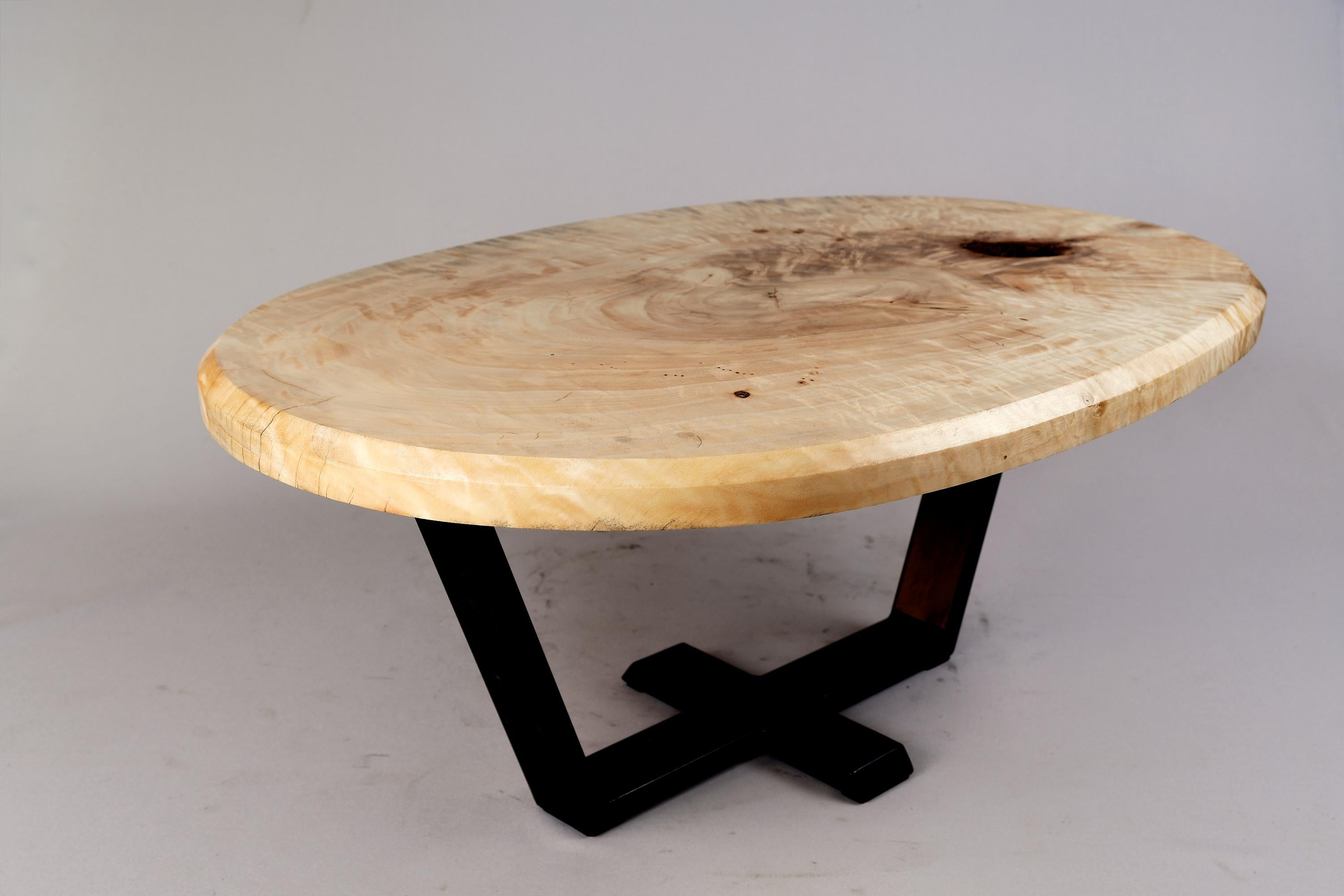 Original Contemporary Design, Burnt Oak with Steel, Unique Side Table, Logniture For Sale 7