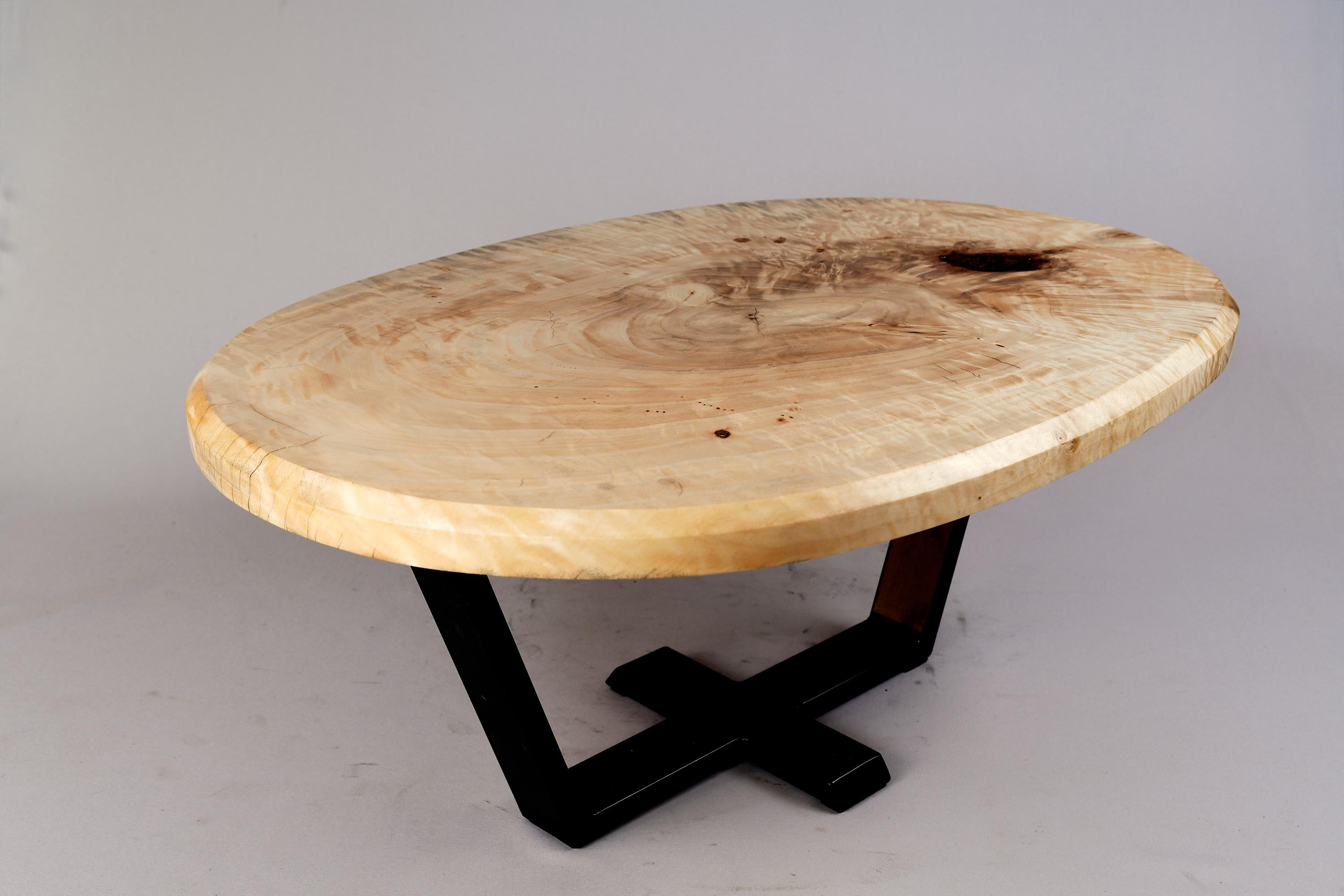 Original Contemporary Design, Burnt Oak with Steel, Unique Side Table, Logniture For Sale 8