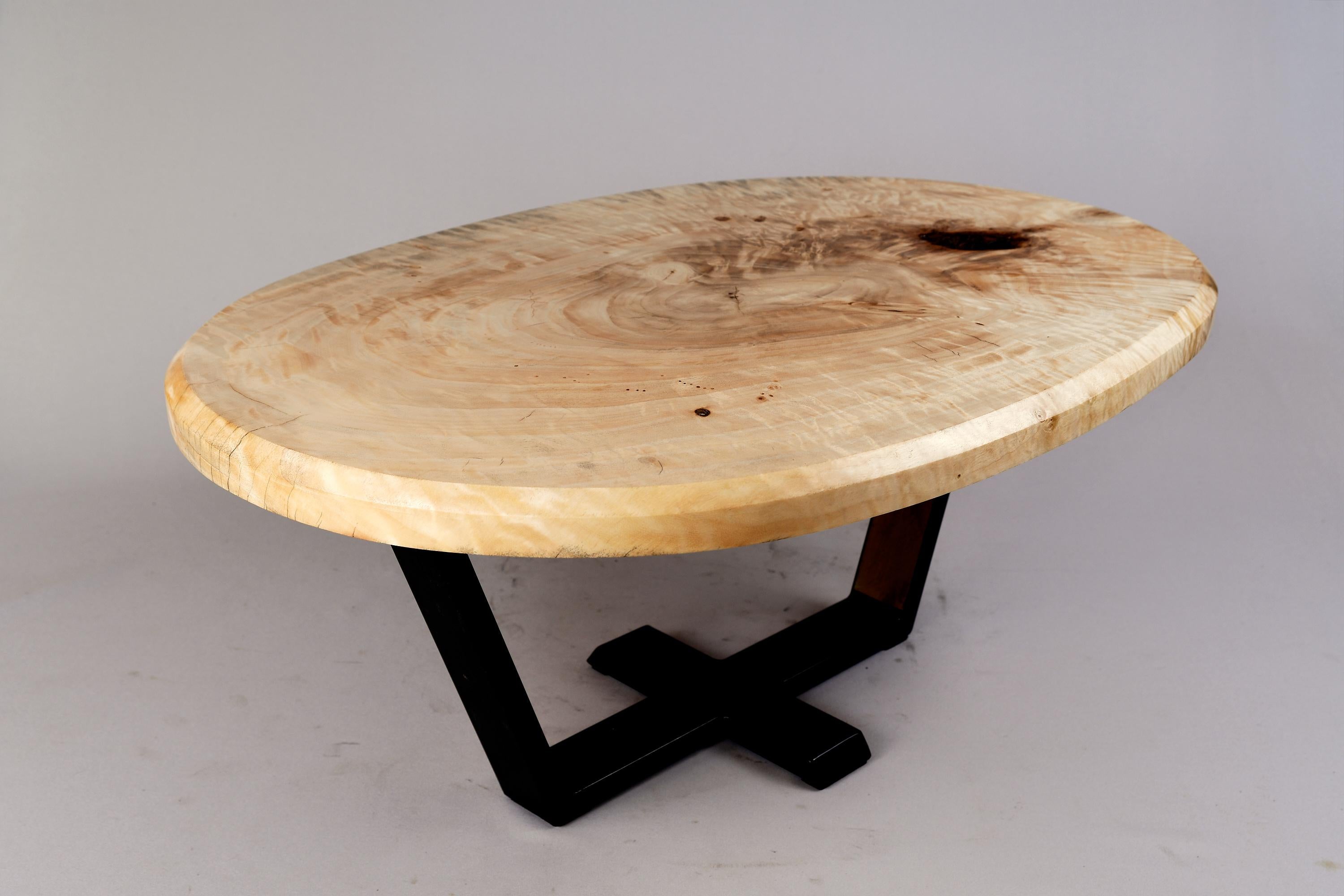 Original Contemporary Design, Burnt Oak with Steel, Unique Side Table, Logniture For Sale 9