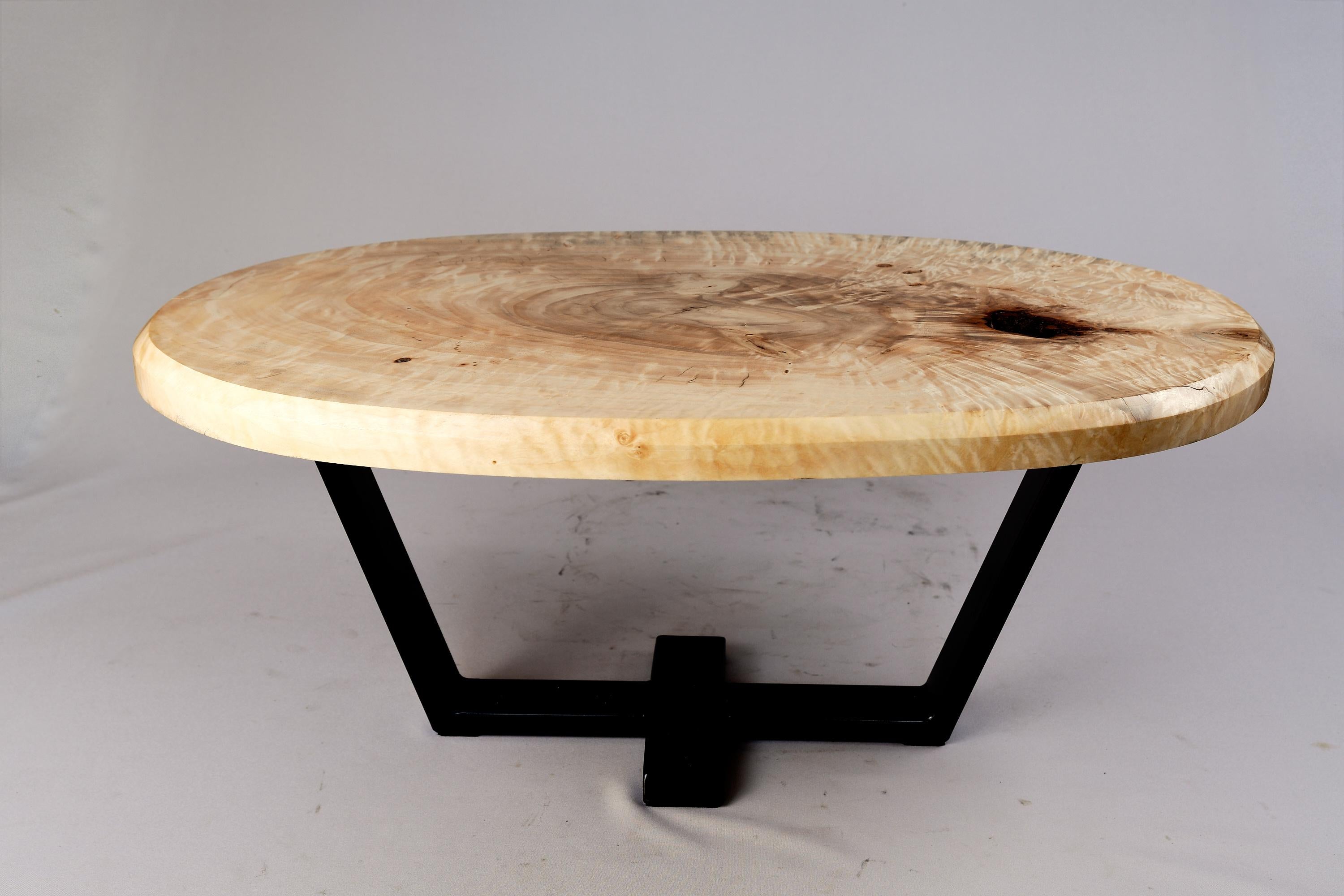 Croatian Original Contemporary Design, Burnt Oak with Steel, Unique Side Table, Logniture For Sale