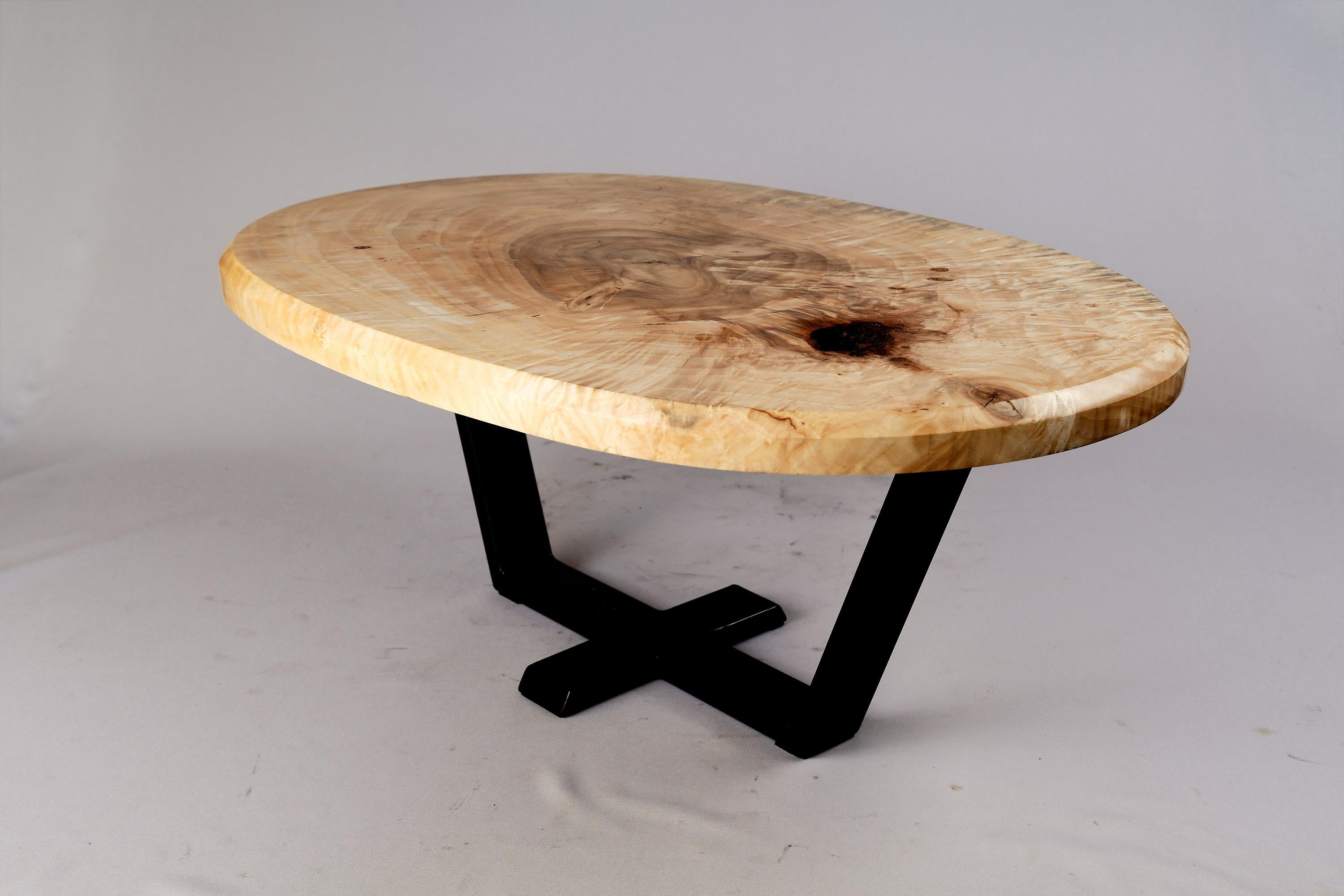 Hand-Crafted Original Contemporary Design, Burnt Oak with Steel, Unique Side Table, Logniture For Sale