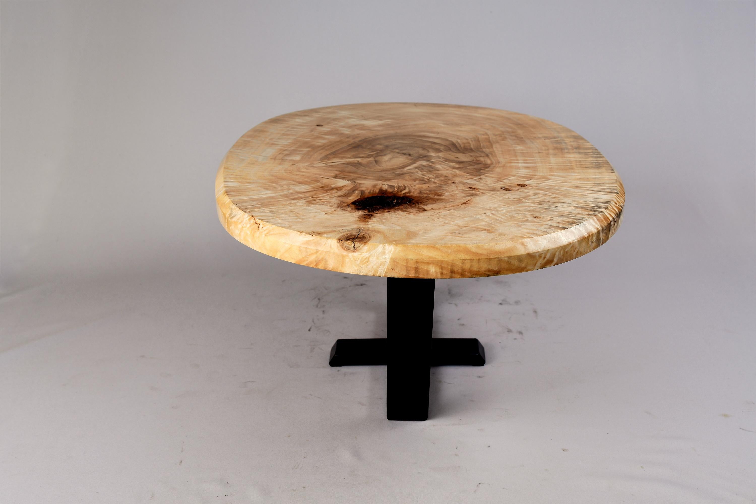 Original Contemporary Design, Burnt Oak with Steel, Unique Side Table, Logniture For Sale 1
