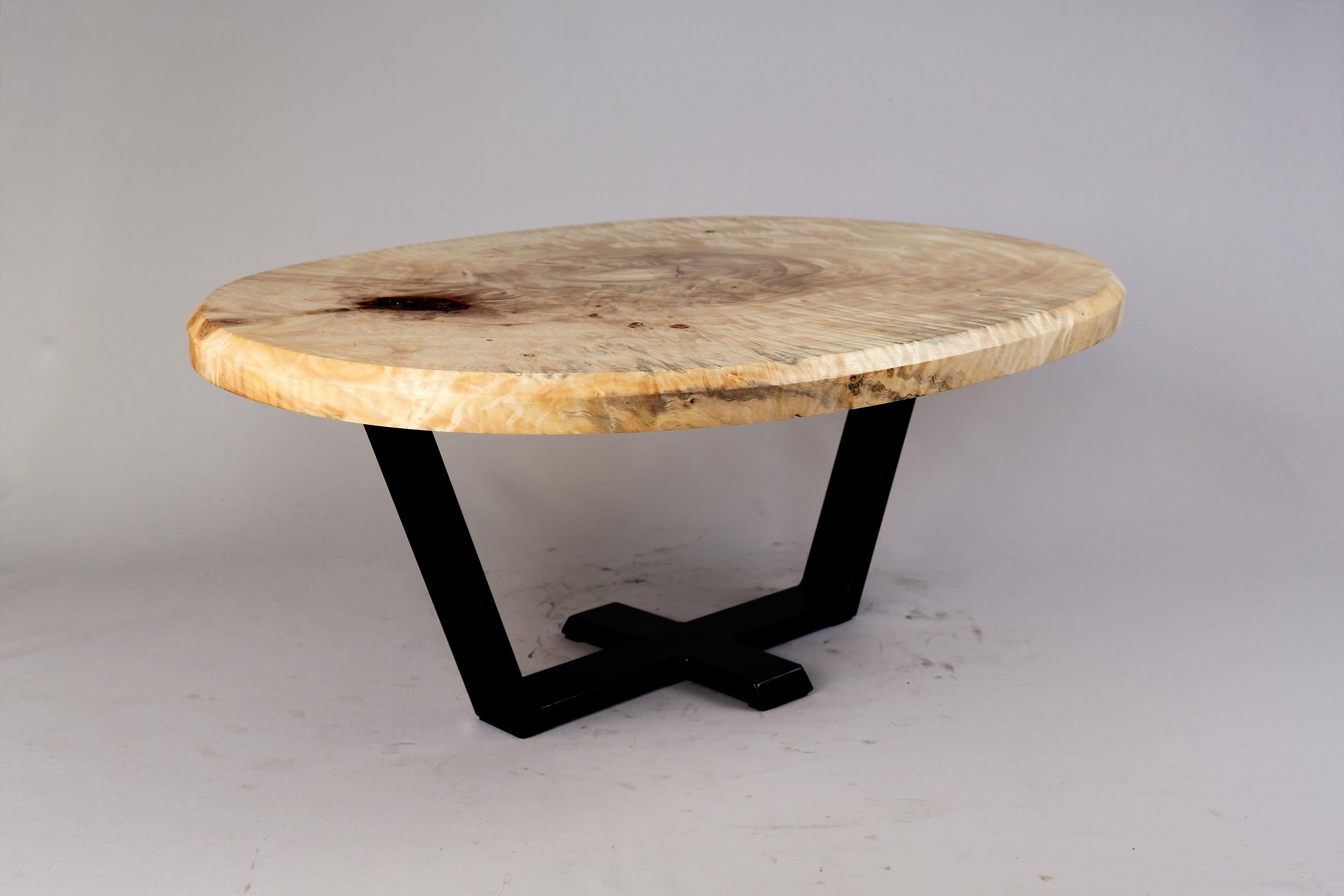 Original Contemporary Design, Burnt Oak with Steel, Unique Side Table, Logniture For Sale 2