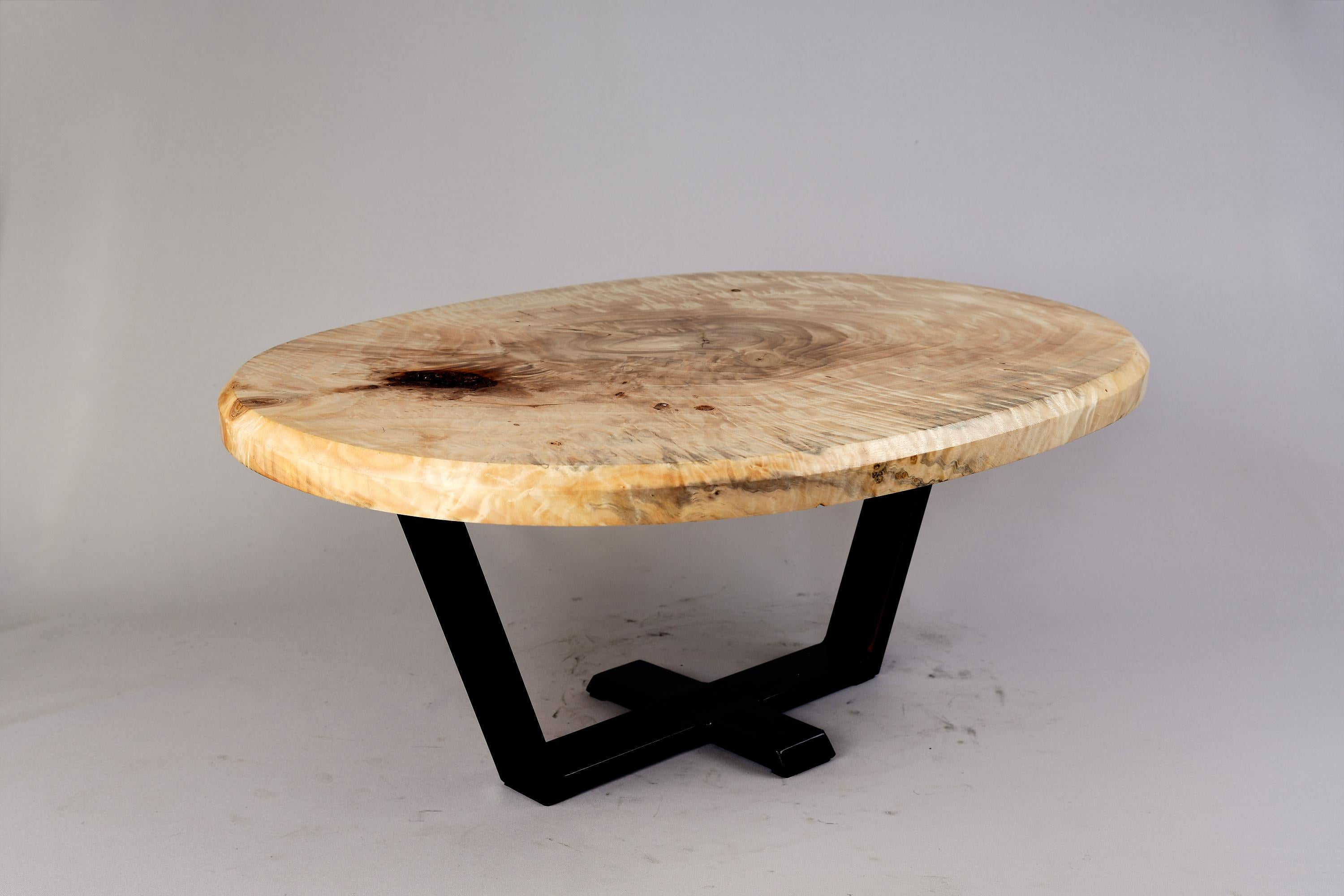 Original Contemporary Design, Burnt Oak with Steel, Unique Side Table, Logniture For Sale 3