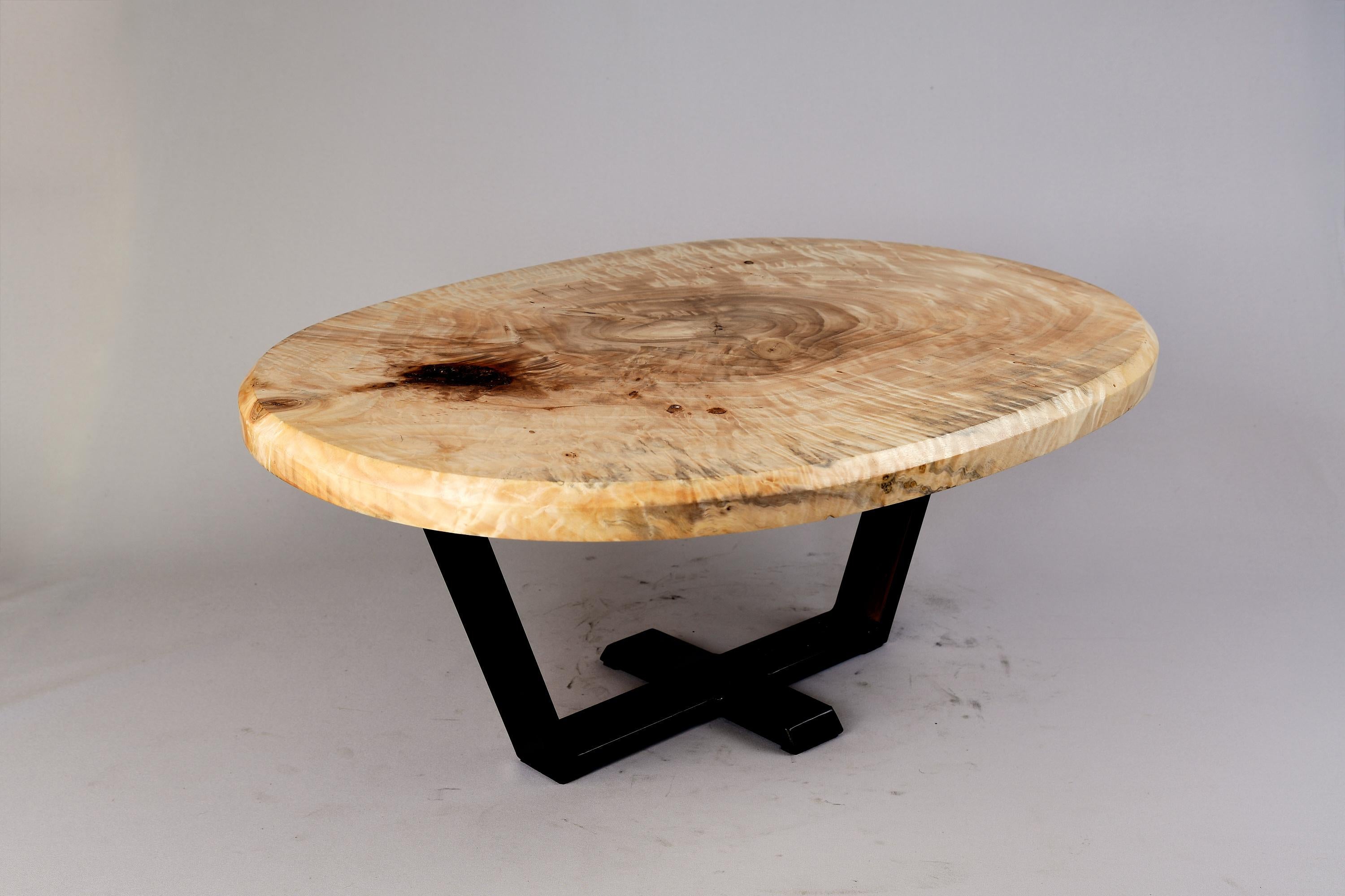Original Contemporary Design, Burnt Oak with Steel, Unique Side Table, Logniture For Sale 4