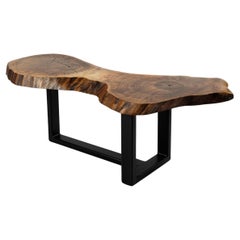 Original Contemporary Design, Burnt Oak with Steel, Unique Side Table, Logniture