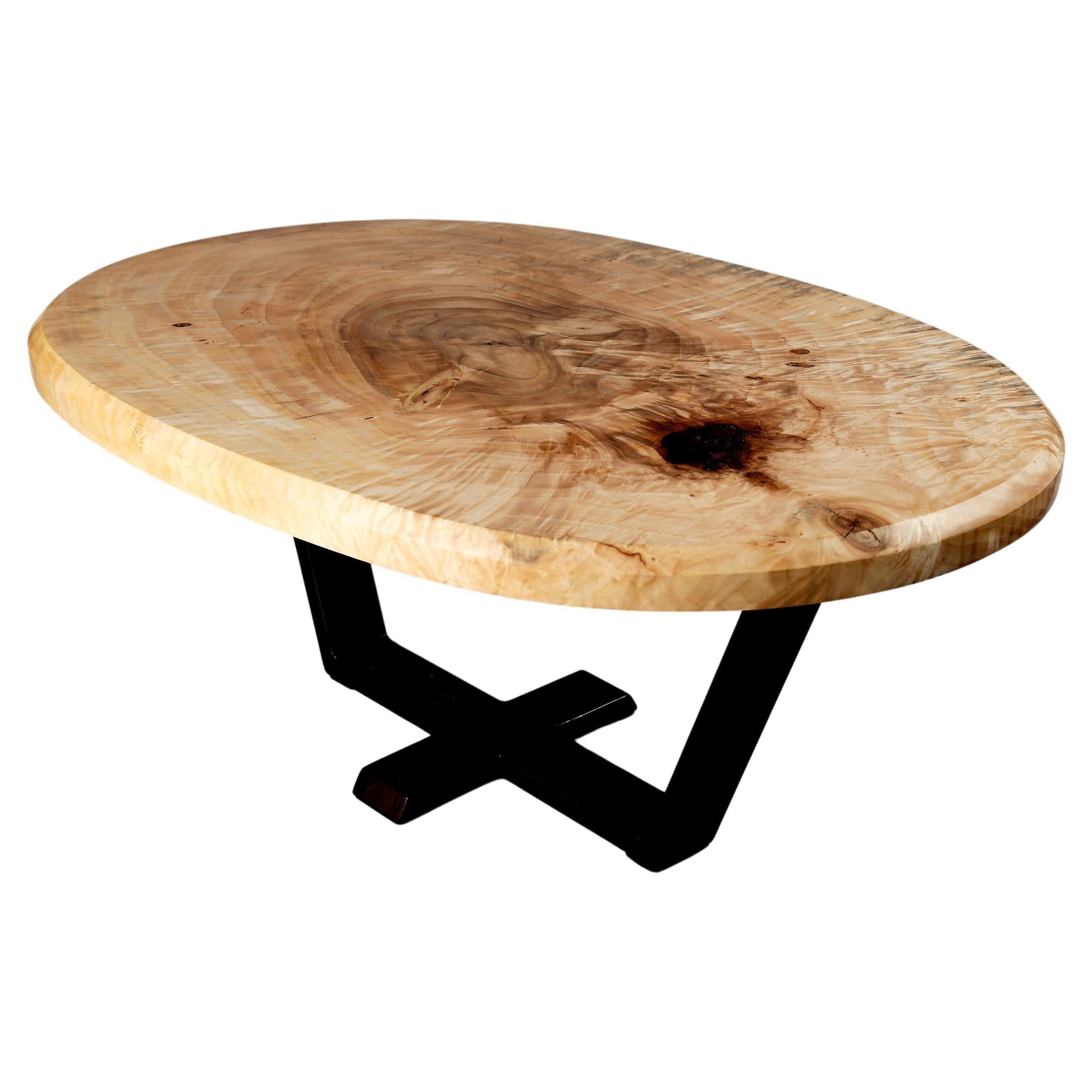 Original Contemporary Design, Burnt Oak with Steel, Unique Side Table, Logniture For Sale