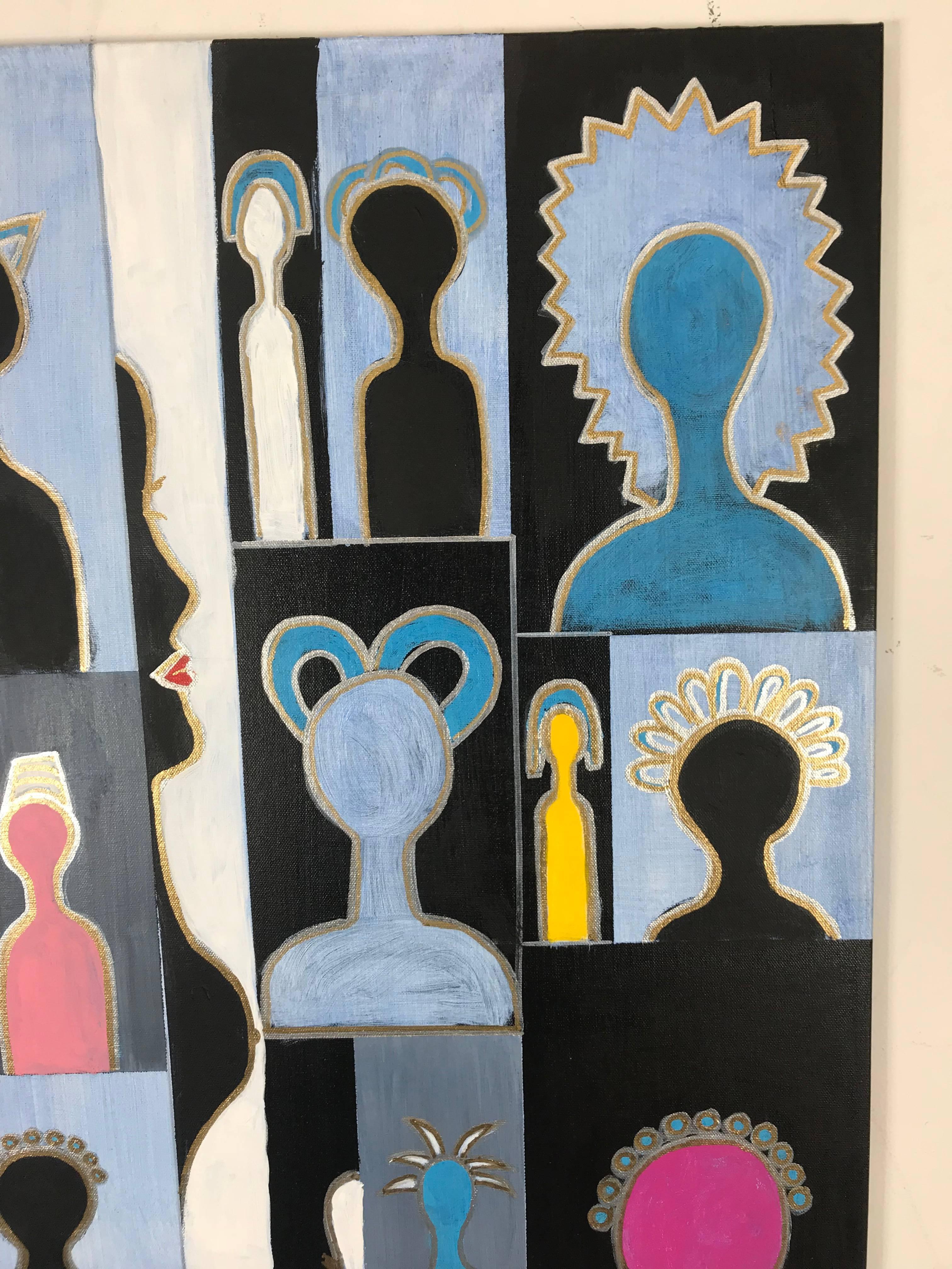Peint à la main Huile sur toile d'origine moderne contemporaine par Le Roi Johnson, Buffalo, NY