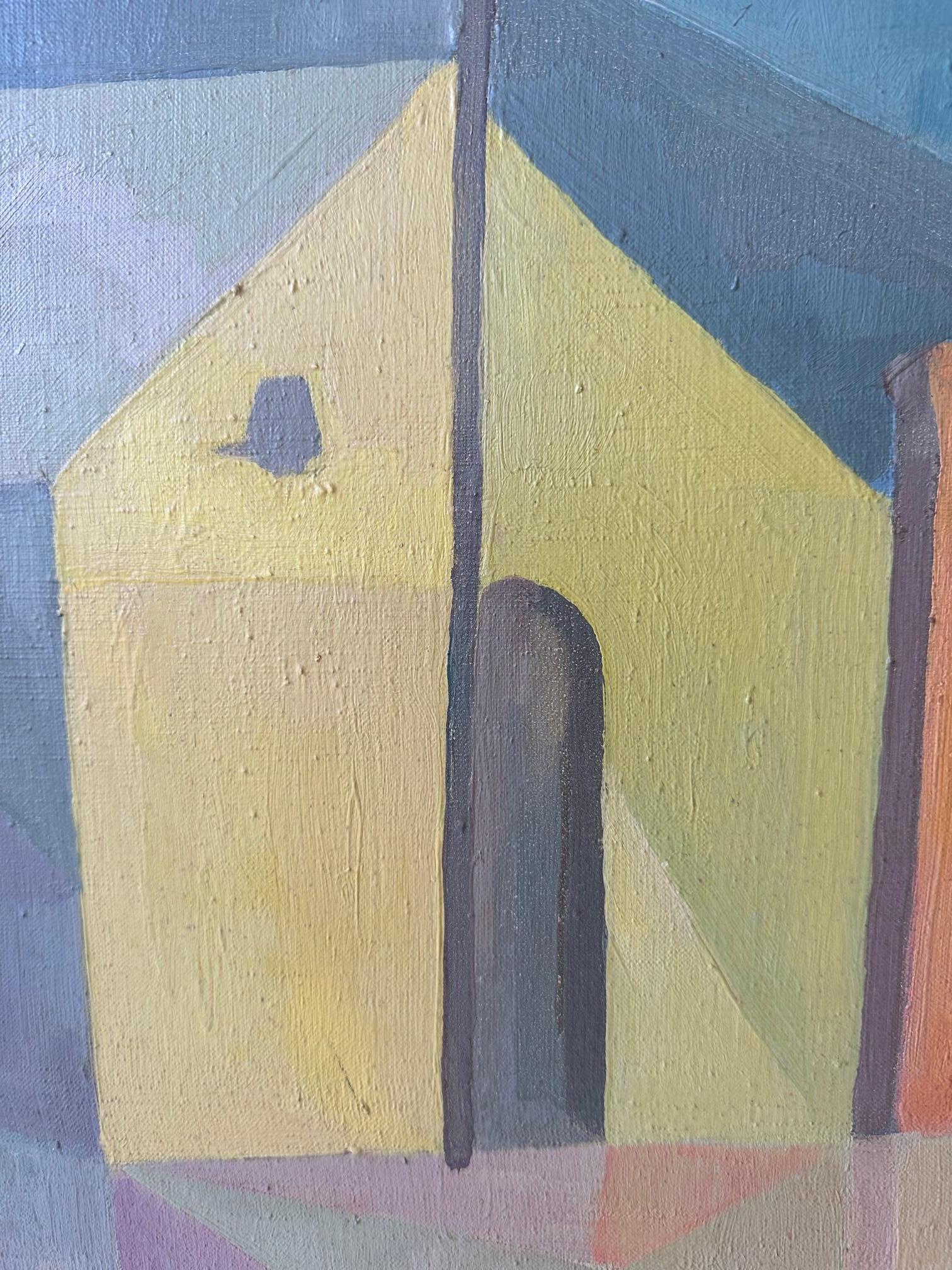 Original Contemporary Oil on Canvas of Buildings by Nemeth In Good Condition In Hopewell, NJ