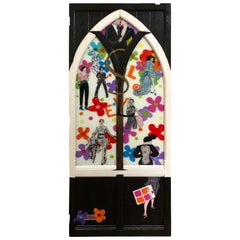 Original Contemporary Painting on Glass Homage to Yves Saint Laurent