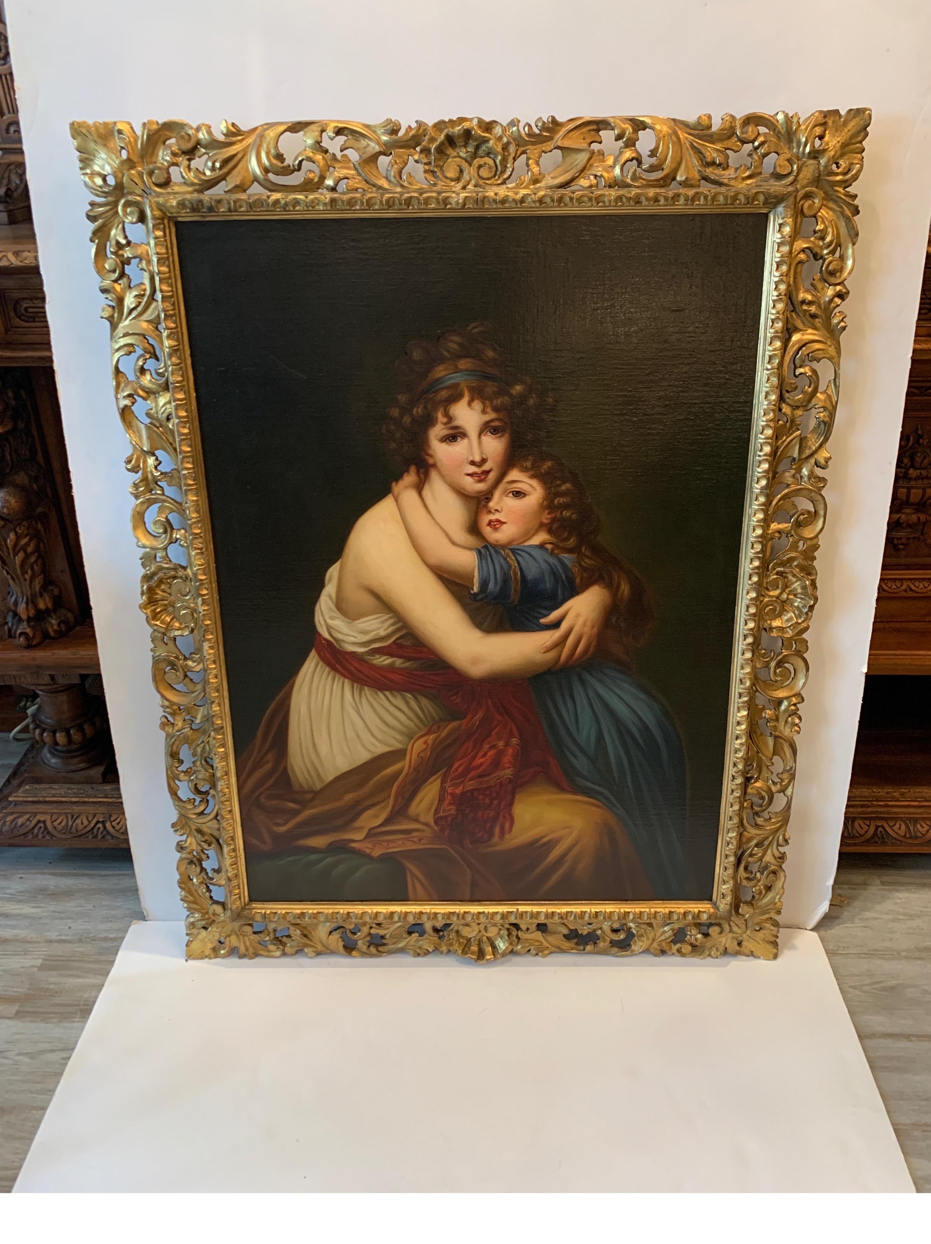 Original continental school oil on canvas of mother and daughter, circa 1890s.
In a nice wood and gilt gesso frame
Dimensions: 3