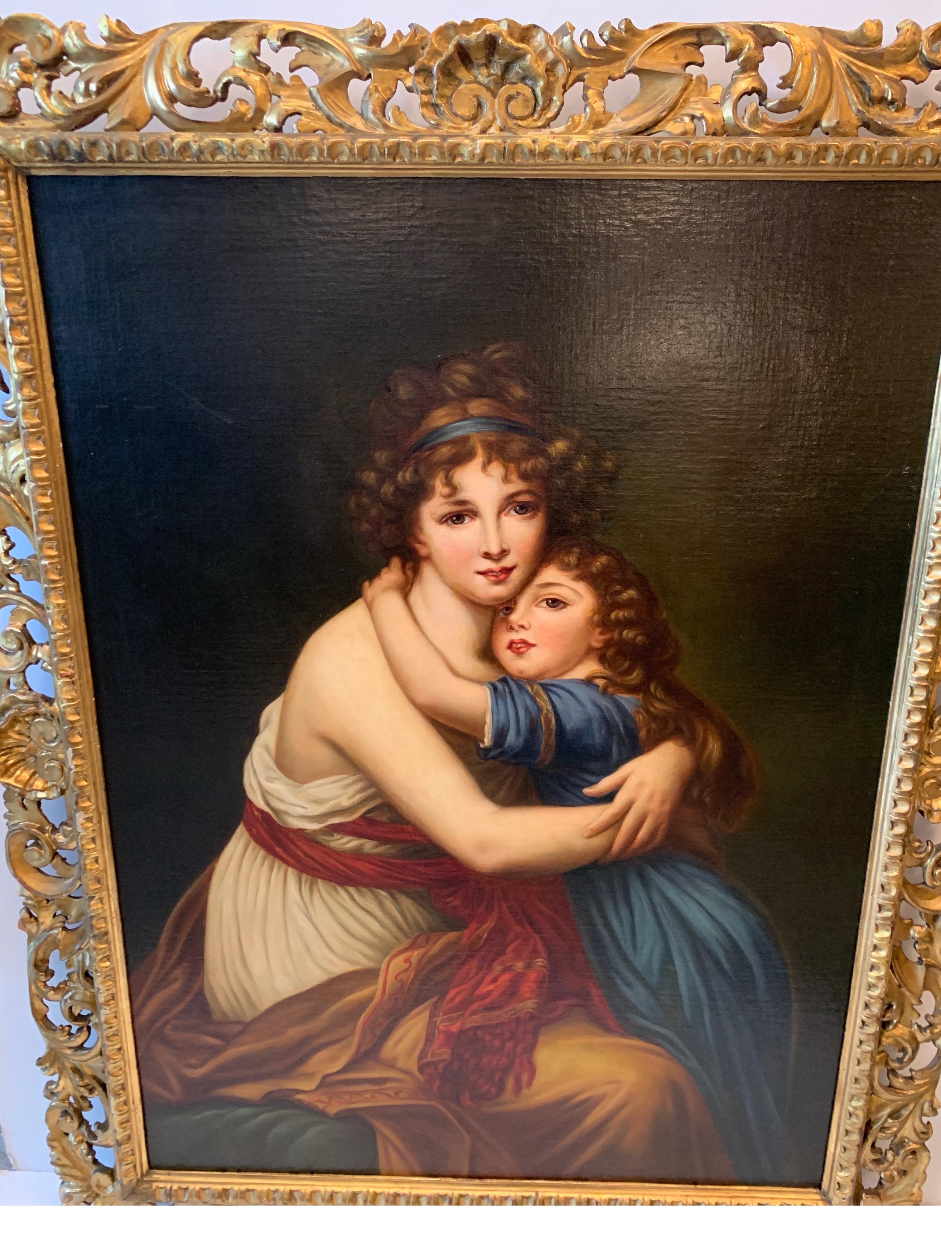 European Original Continental School Oil on Canvas of Mother and Daughter, circa 1890s