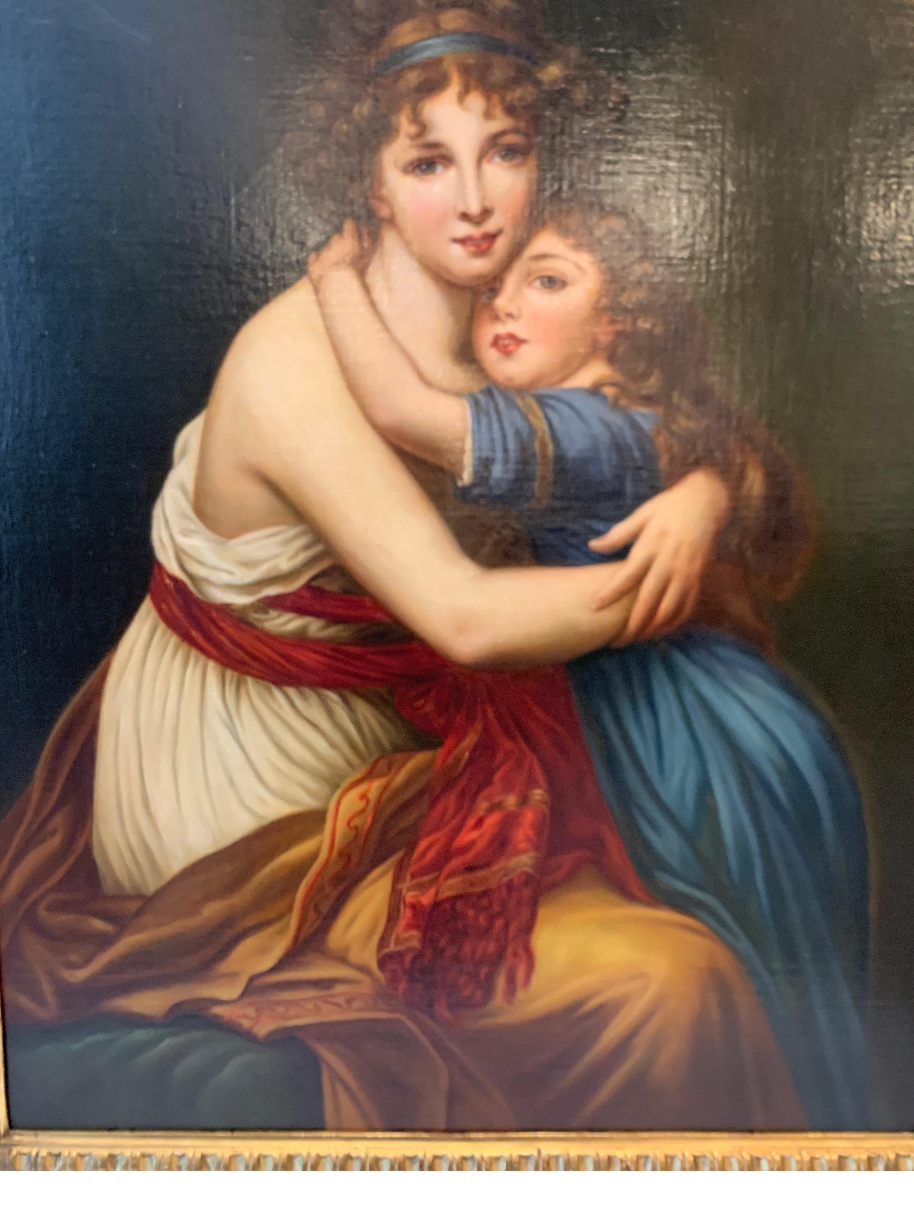 Original Continental School Oil on Canvas of Mother and Daughter, circa 1890s 1