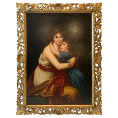 Original Continental School Oil on Canvas of Mother and Daughter, circa 1890s
