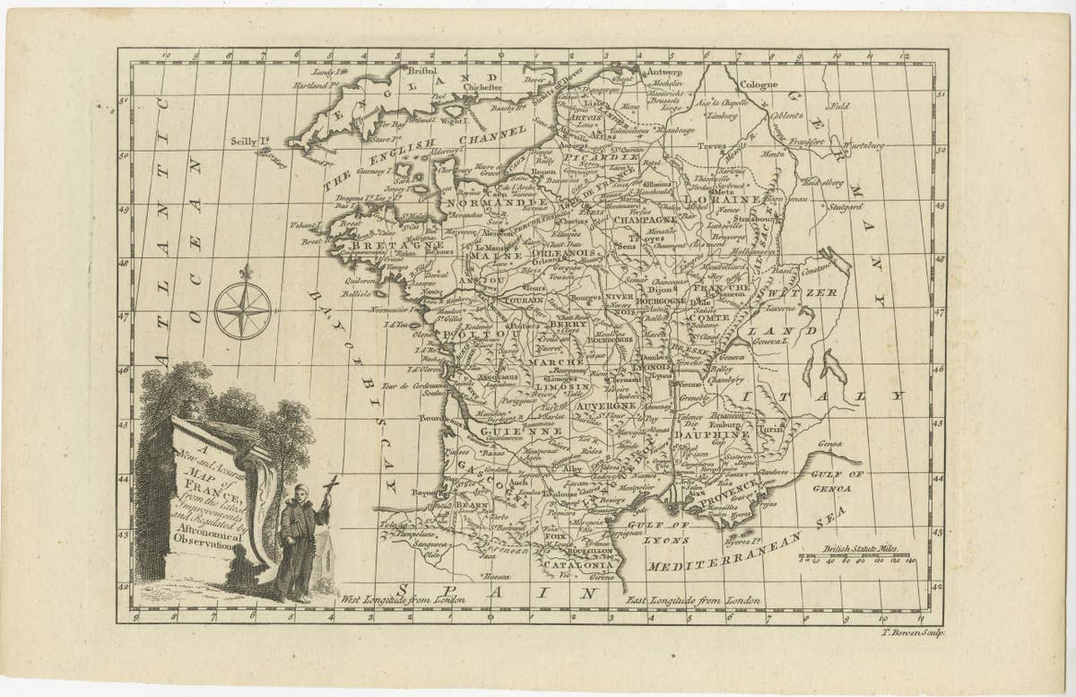 Original Copper Engraved Map of France