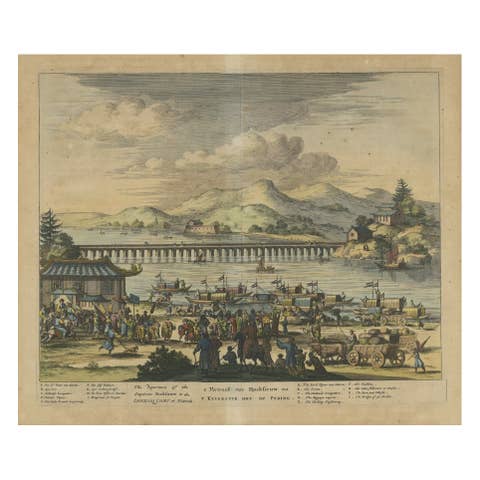 Original Copper Engraving Depicting Dutch Merchants visting China, ca.1700