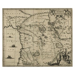 Incisione originale in rame di una mappa della Siria e del Libano, 1698