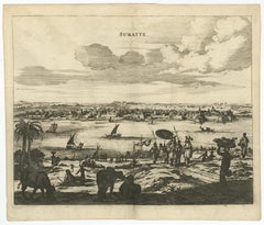 Original Copper Engraving of the Indian City of Suratte 'Surat', 1672
