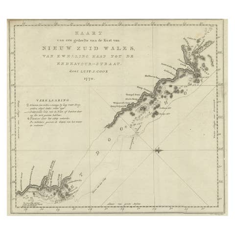 Original Copper Engraving of the Northeast Coast of Australia, 1803