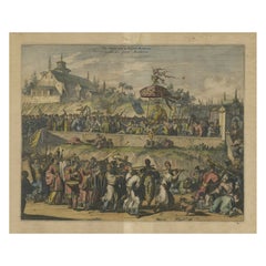 Original Copper Engraving with View of the Palace and Chinese Emperor, ca.1700