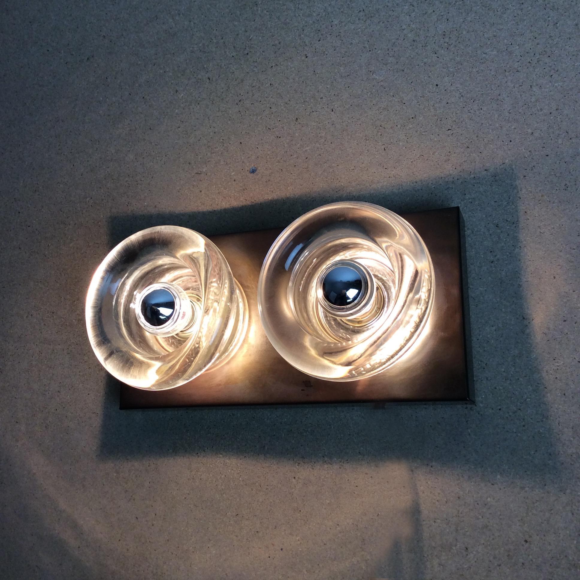 Original Copper Glass Wall Sconce Modernist Cosack Lights, Germany, 1970s 7