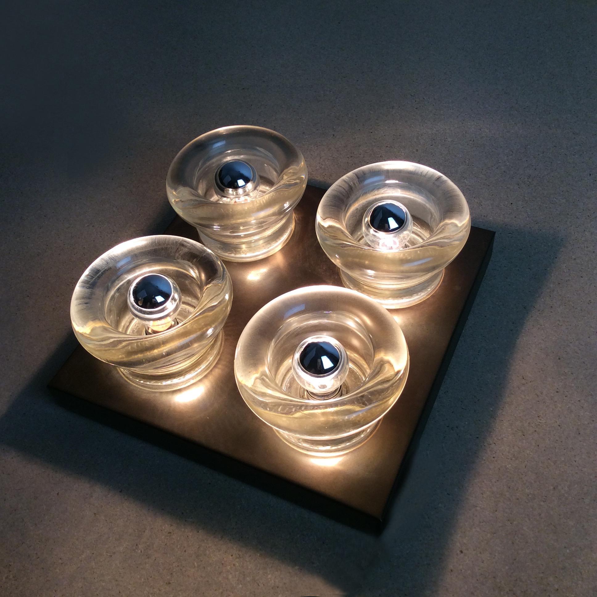 Original Copper Glass Wall Sconce Modernist Cosack Lights, Germany, 1970s 1