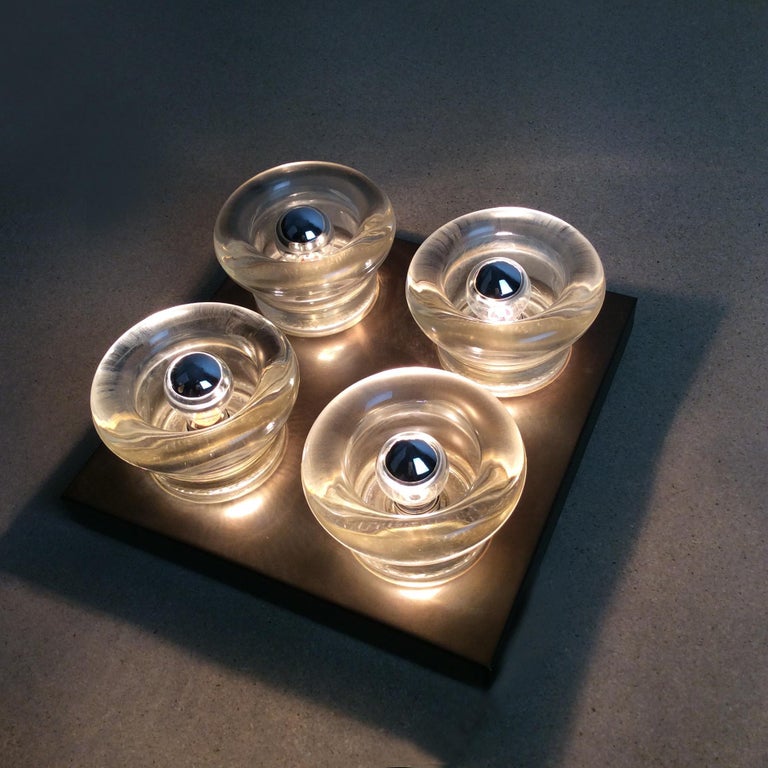 Original Copper Glass Wall Sconce Modernist Cosack Lights, Germany, 1970s For Sale 1