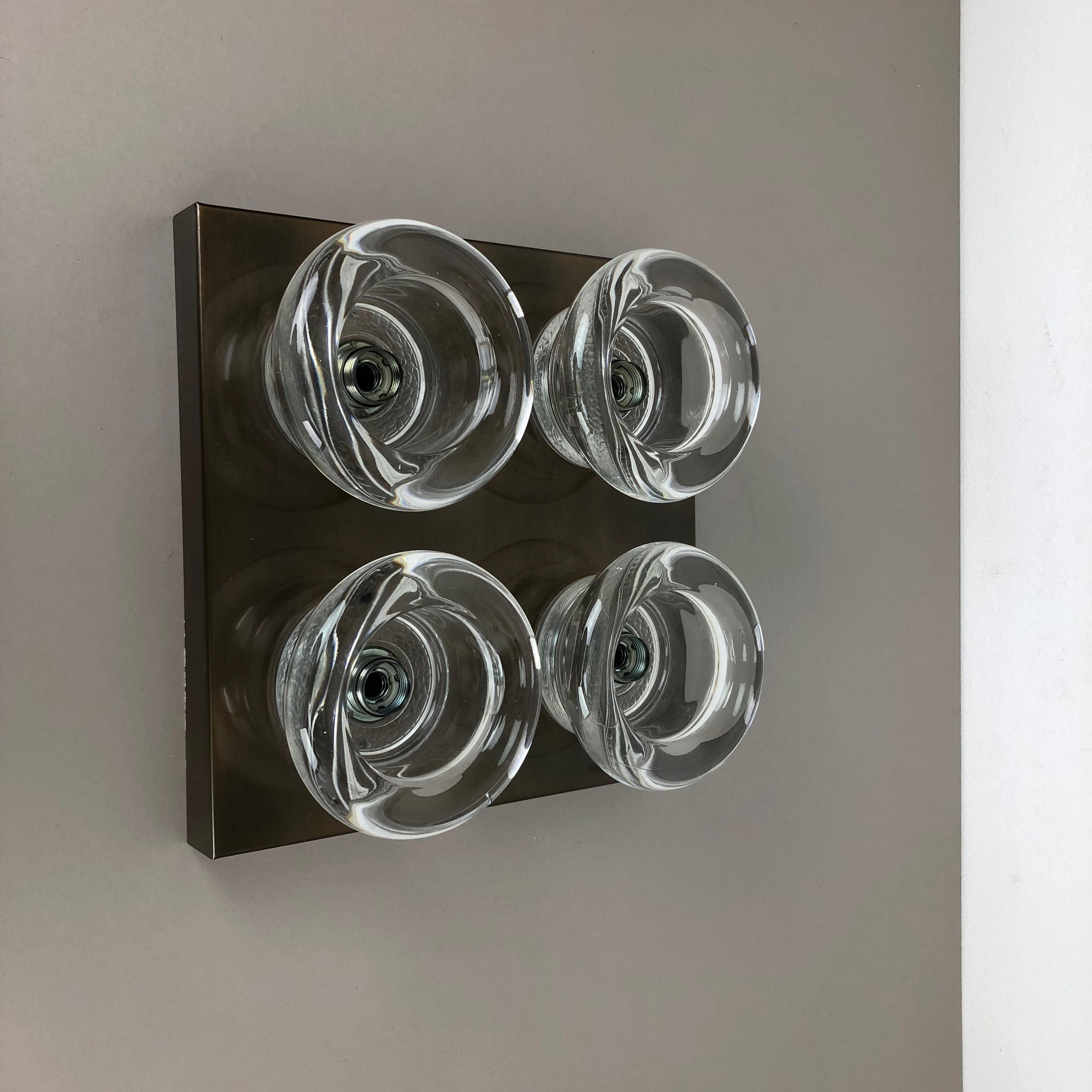 Original Copper Glass Wall Sconce Modernist Cosack Lights, Germany, 1970s 2