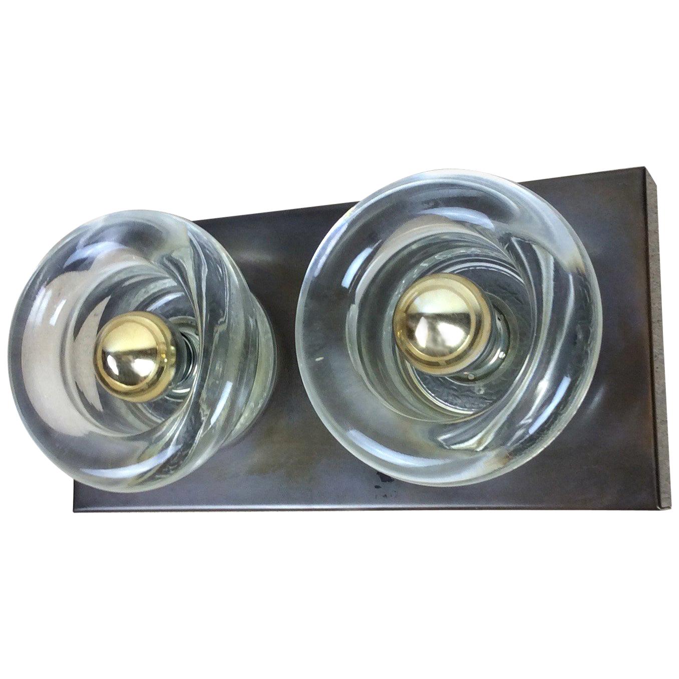 Original Copper Glass Wall Sconce Modernist Cosack Lights, Germany, 1970s