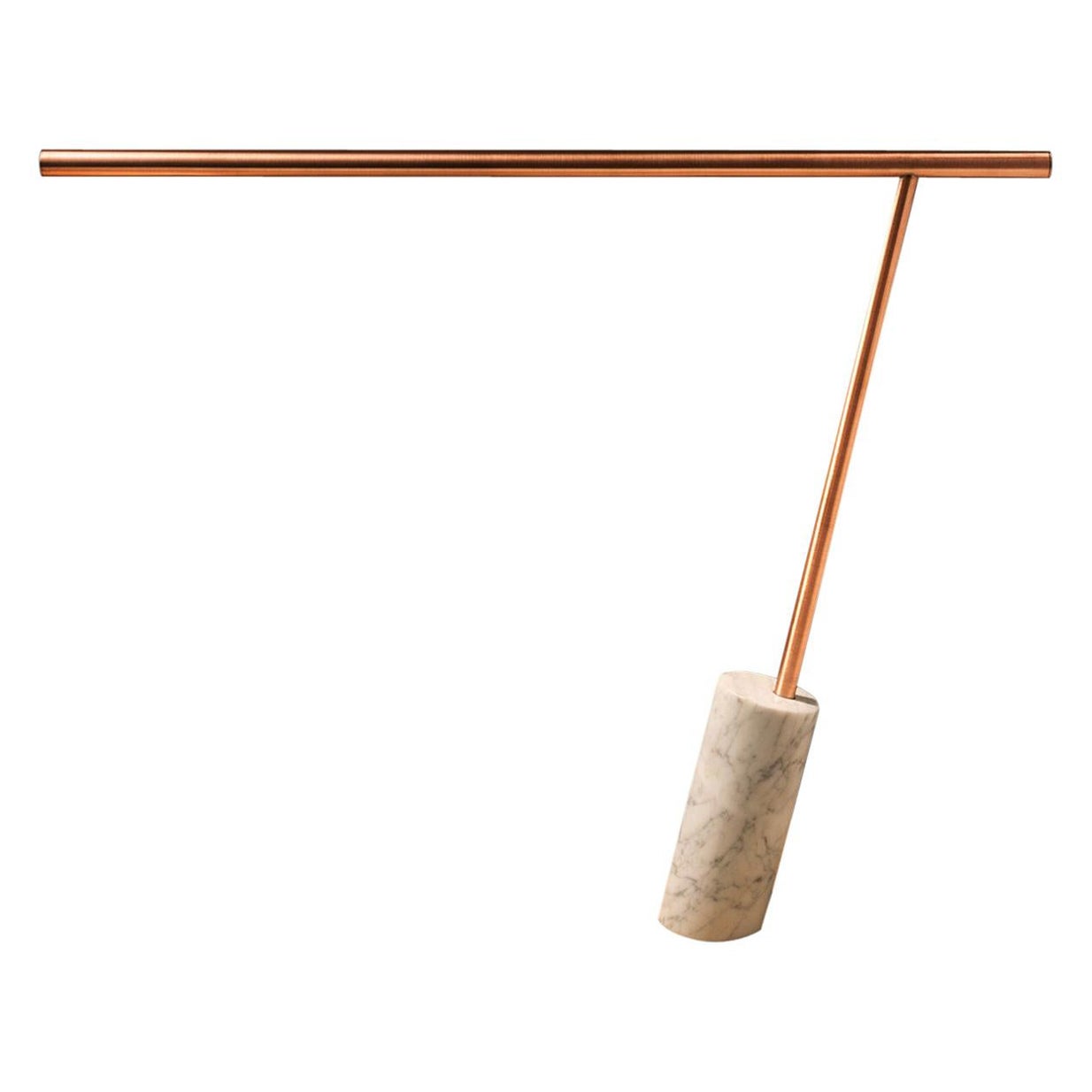 Lampada da tavolo originale in marmo e rame firmata da Adam Ruiz e Cyril Fuchs