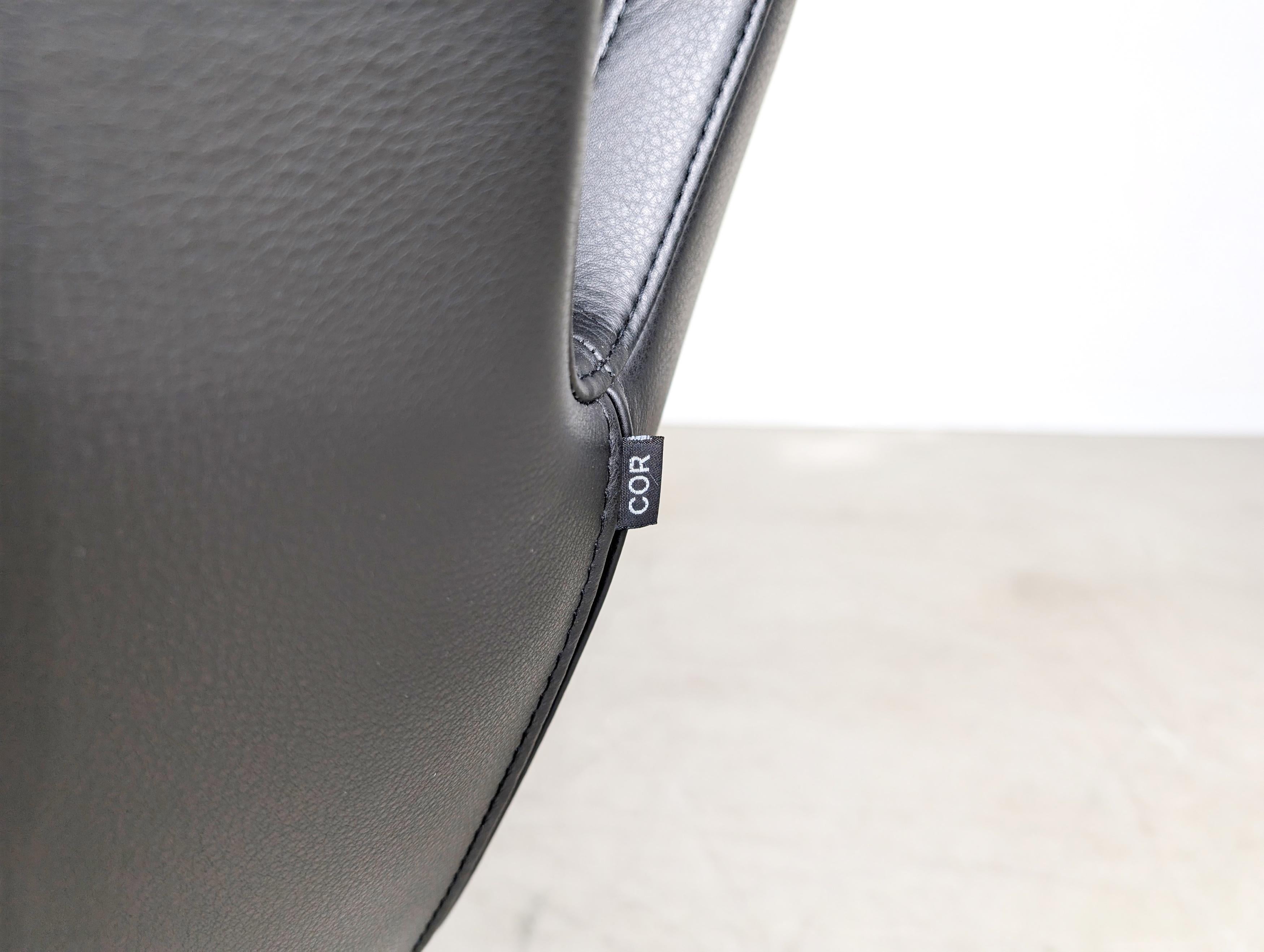 Cuir Original CORDIA Sessel 15111 Leder 286 schwarz drehbar Stuhl en vente
