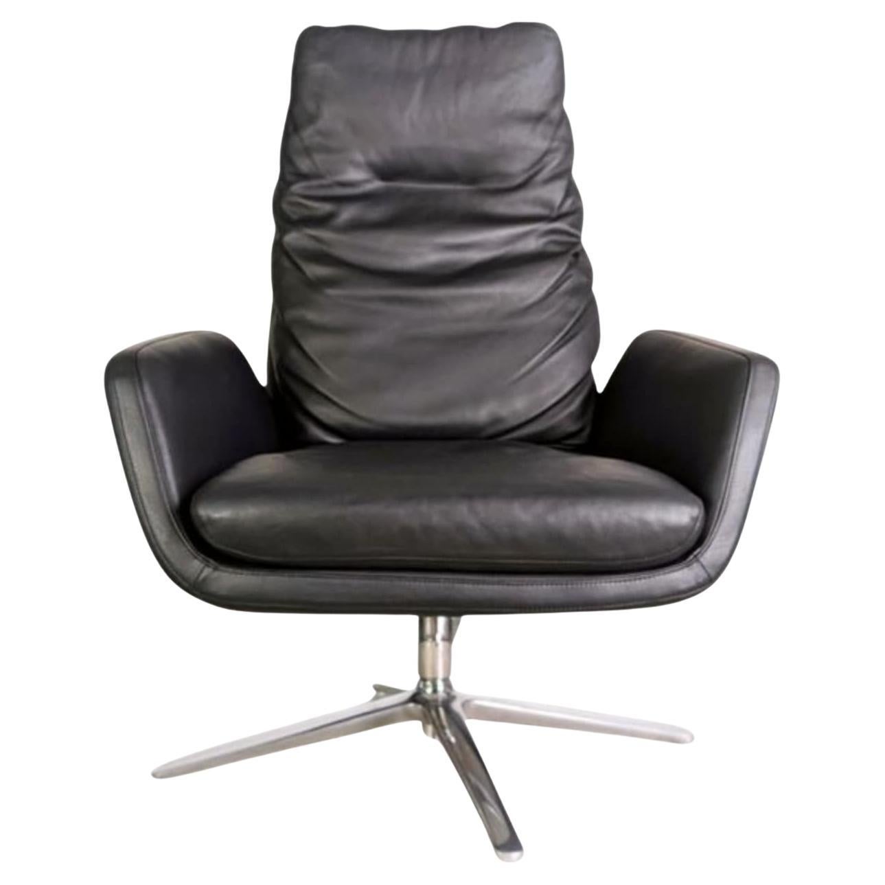 Original CORDIA Sessel 15111 Leder 286 schwarz drehbar Stuhl en vente