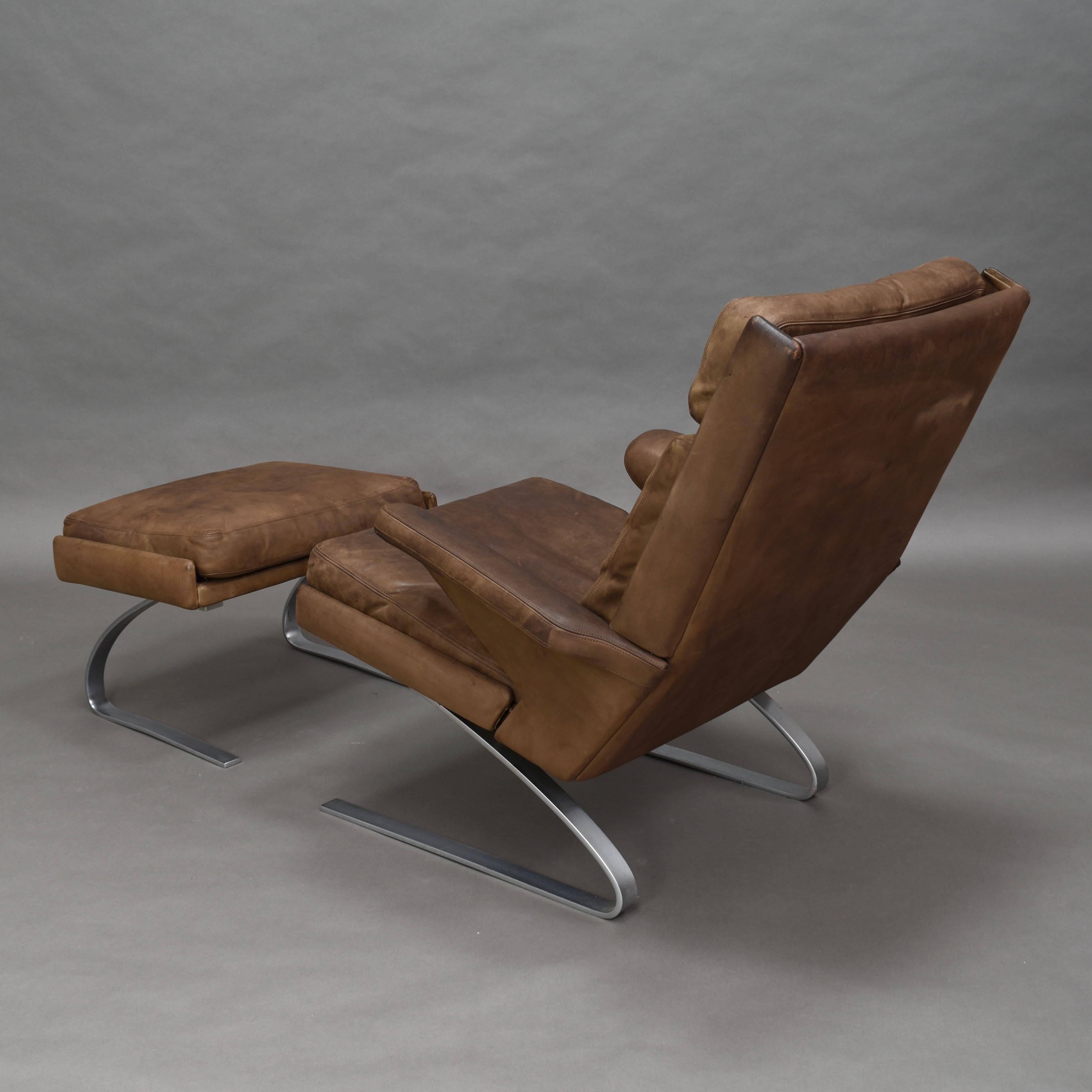 Original COR Full Leather Lounge Armchair by Reinhold & Hans Schröpfer, 1976 In Good Condition In Pijnacker, Zuid-Holland