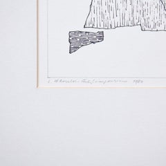 Original Crayon Drawing, Mid-Century Modern, Signed, Circa 1984