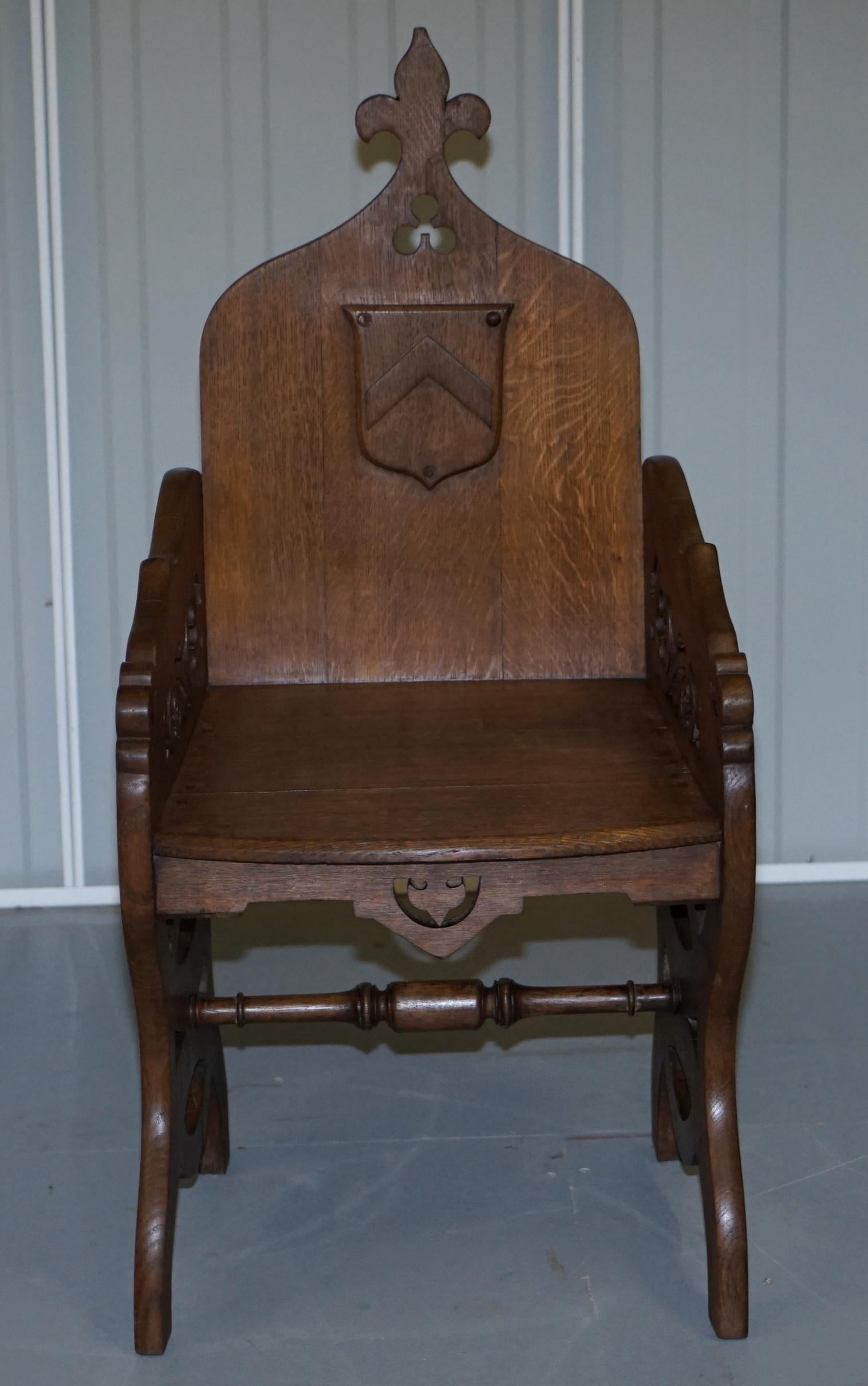We are delighted to offer for sale this stunning original Criddle & Smith LTD Victorian Gothic revival walnut Church armchair

With the original paper label to the base this is a rare find. Criddle & Smith made some very fine furniture